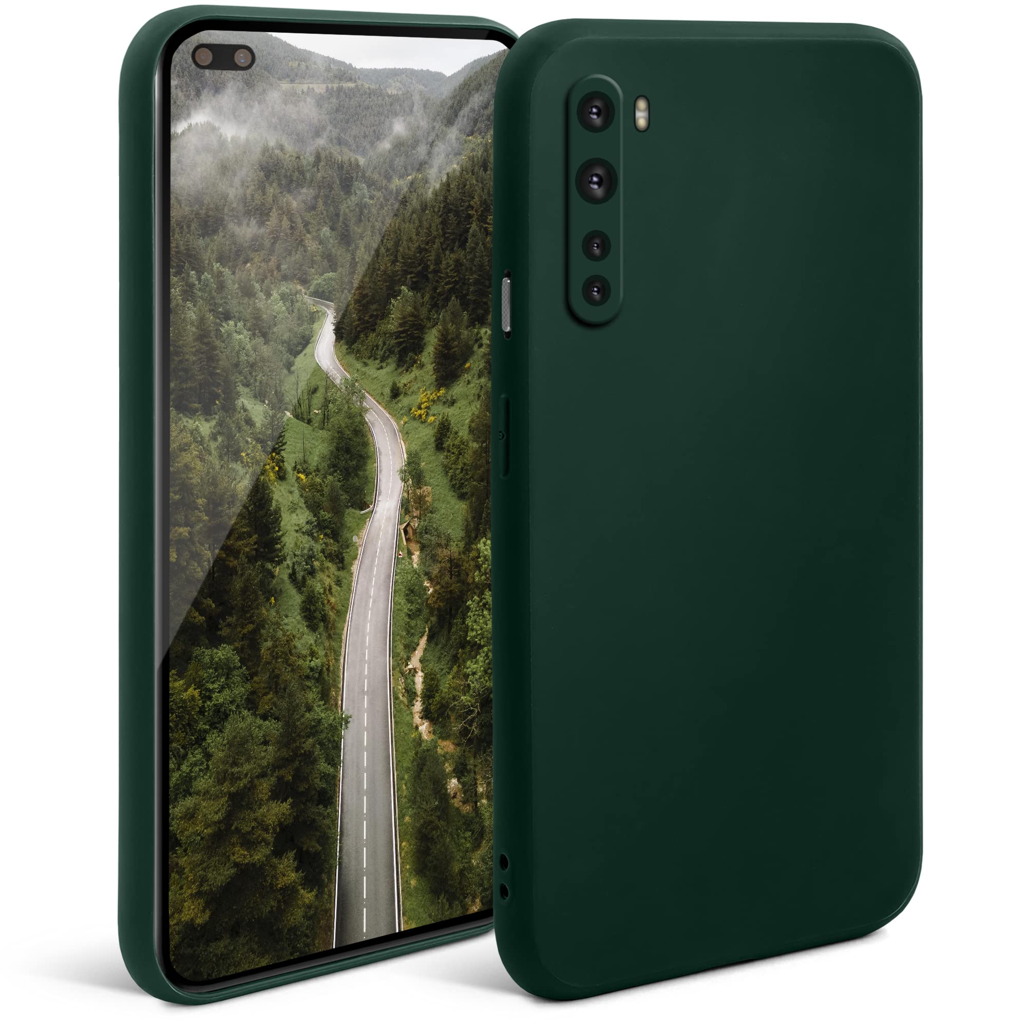 Moozy Custodia in silicone serie minimalista per OnePlus Nord, nero - finitura opaca leggera custodia per cellulare ultra sottile morbida custodia protettiva in TPU con superficie opaca