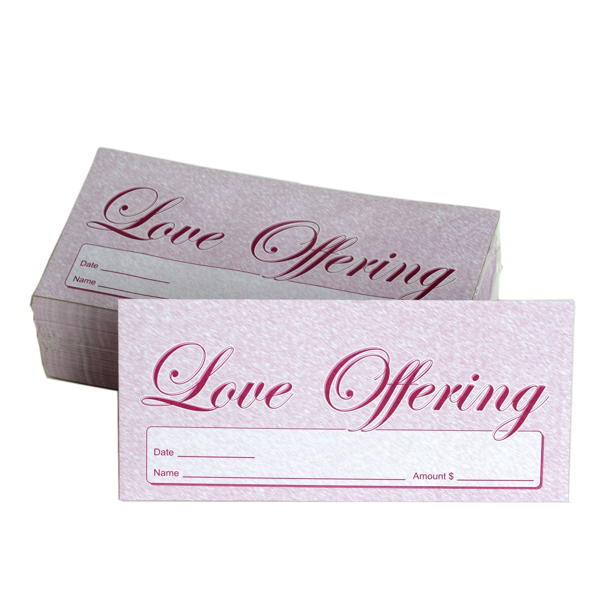 Love Offering - Church Tithe/Donation Envelopes, Burgundy, Simple Design, Easy-Open Tab, Fits Bills & Checks, Name, Date & Amount, John 3:16 KJV Verse, Choose Your Quantity (125, 250, or 500)