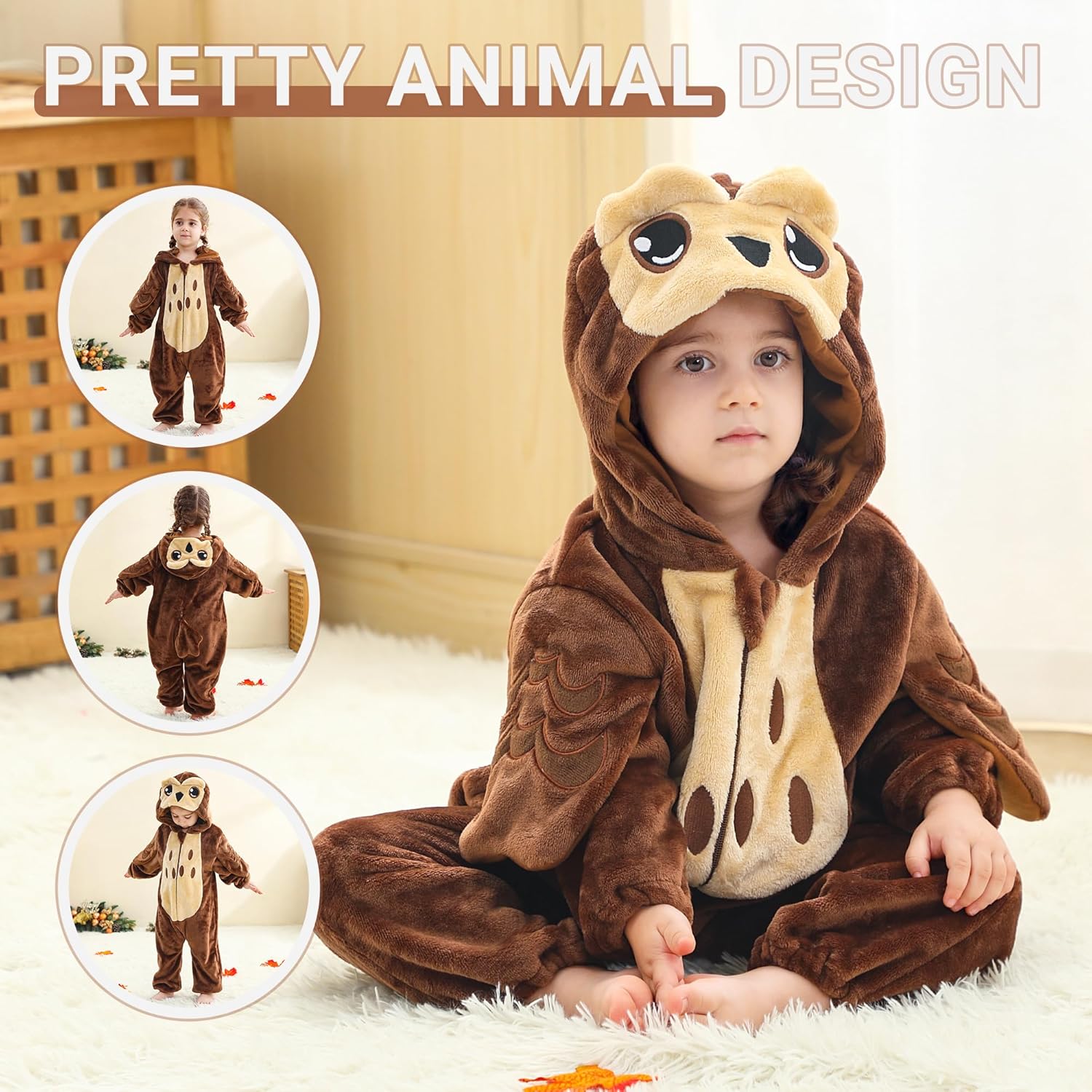 MICHLEY Unisex Baby Halloween Romper Dress up Flannel Soft Animal Cosplay Costume Outfit For Girls Boys 0-4T