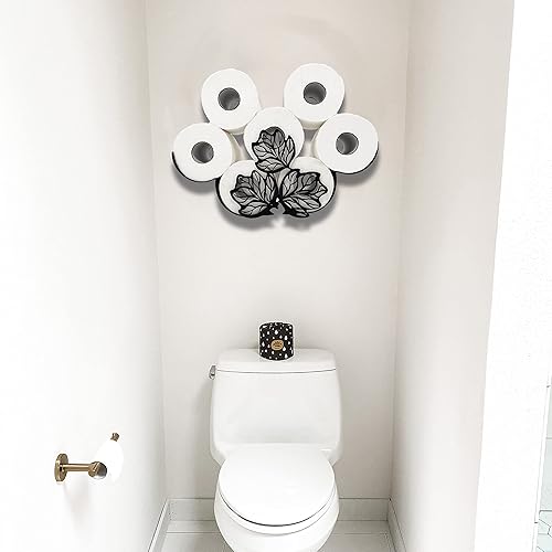 Miniatura 8 de Soporte de papel higiénico de hojas, divertido soporte de pared de animales para 8 rollos adicionales, escultura de arte de pared de metal,