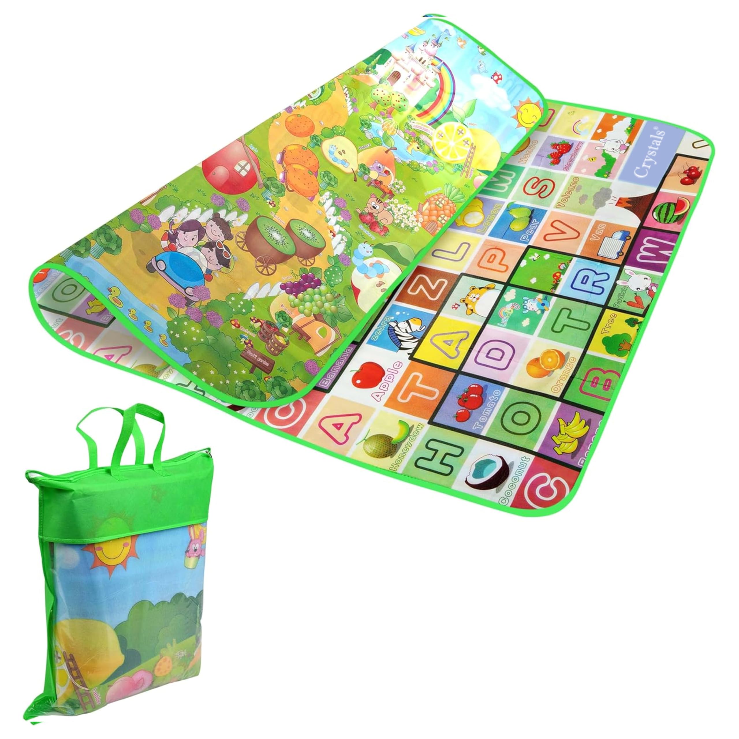 Crystals 2 Sided 200X180cm Kids Crawling Educational Game Soft Foam Picnic Carpet Play Mat