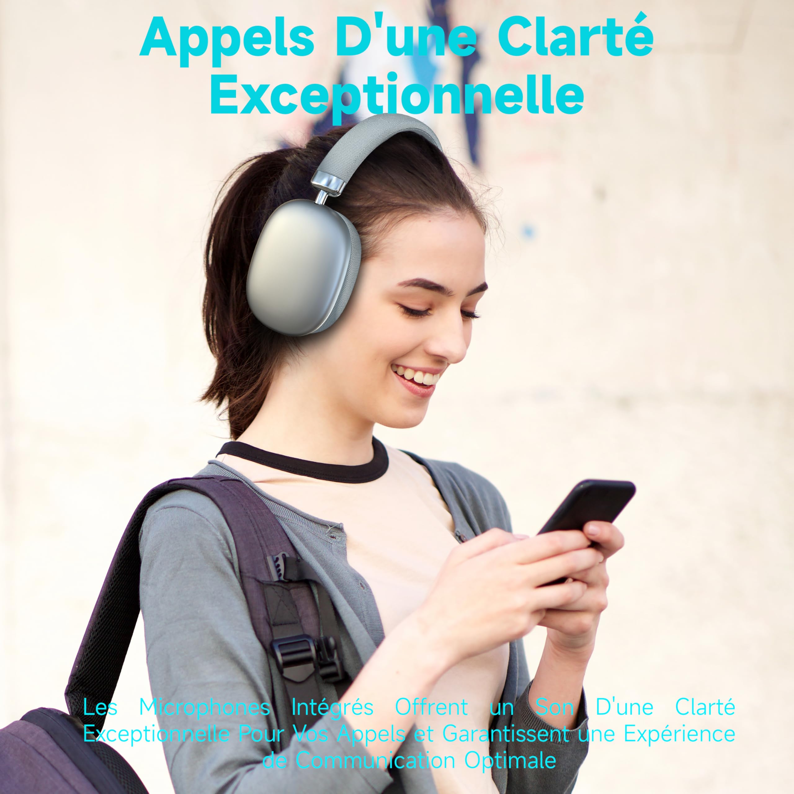 P5 Casque Bluetooth 5.3 sans Fil Gaming, Casque Audio Filaire, Headphones Bluetooth Léger et Réglable avec Microphone, pour Apple, Android, TV et Samsung, pour Le Sport et Les Voyages (Argent)
