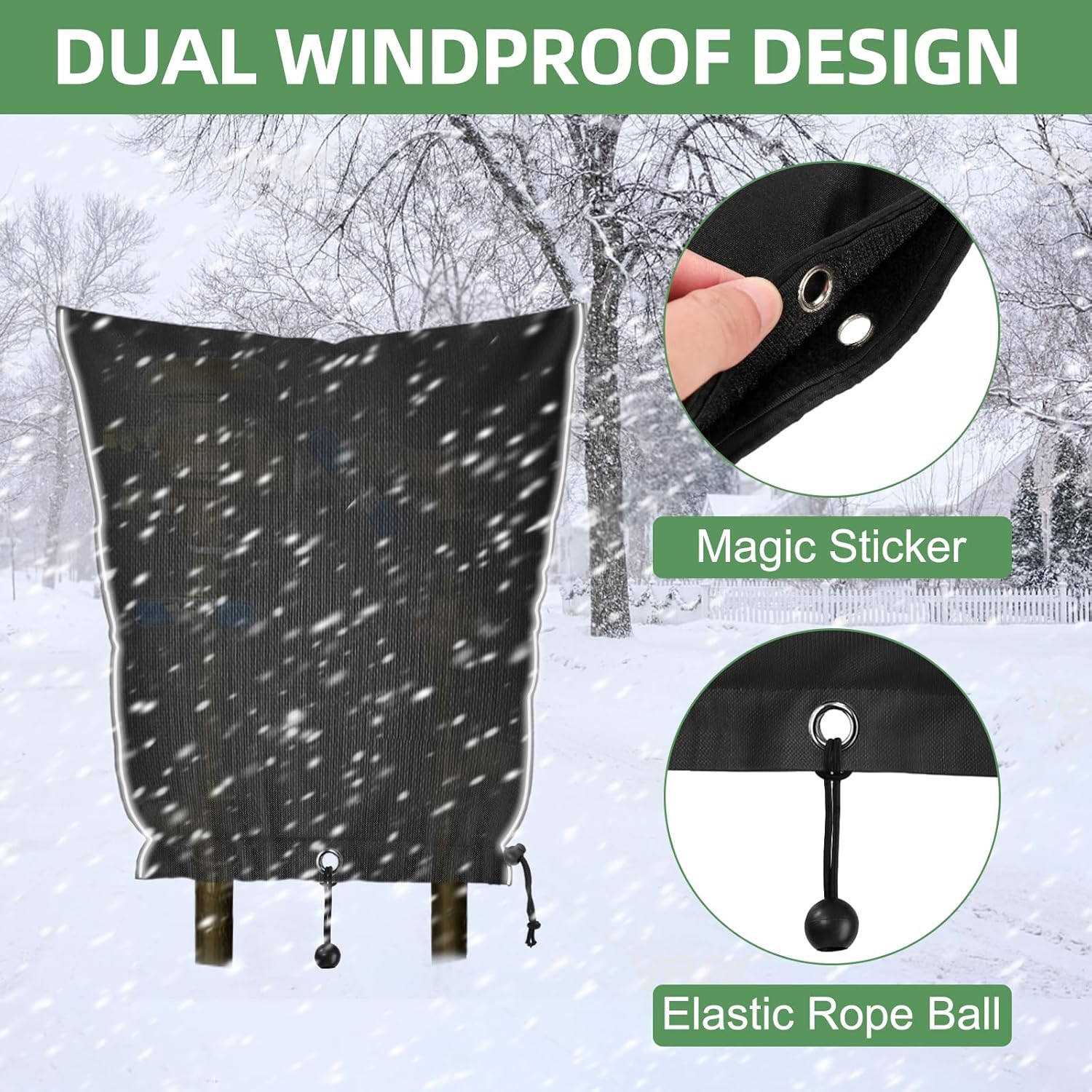 Backflow Preventer Insulation Cover, 8 Layers of 900D Material Design with Sprinkler Covers for Outside, Water Well Pump Cover with Reflective Strip, 30"×24", Black