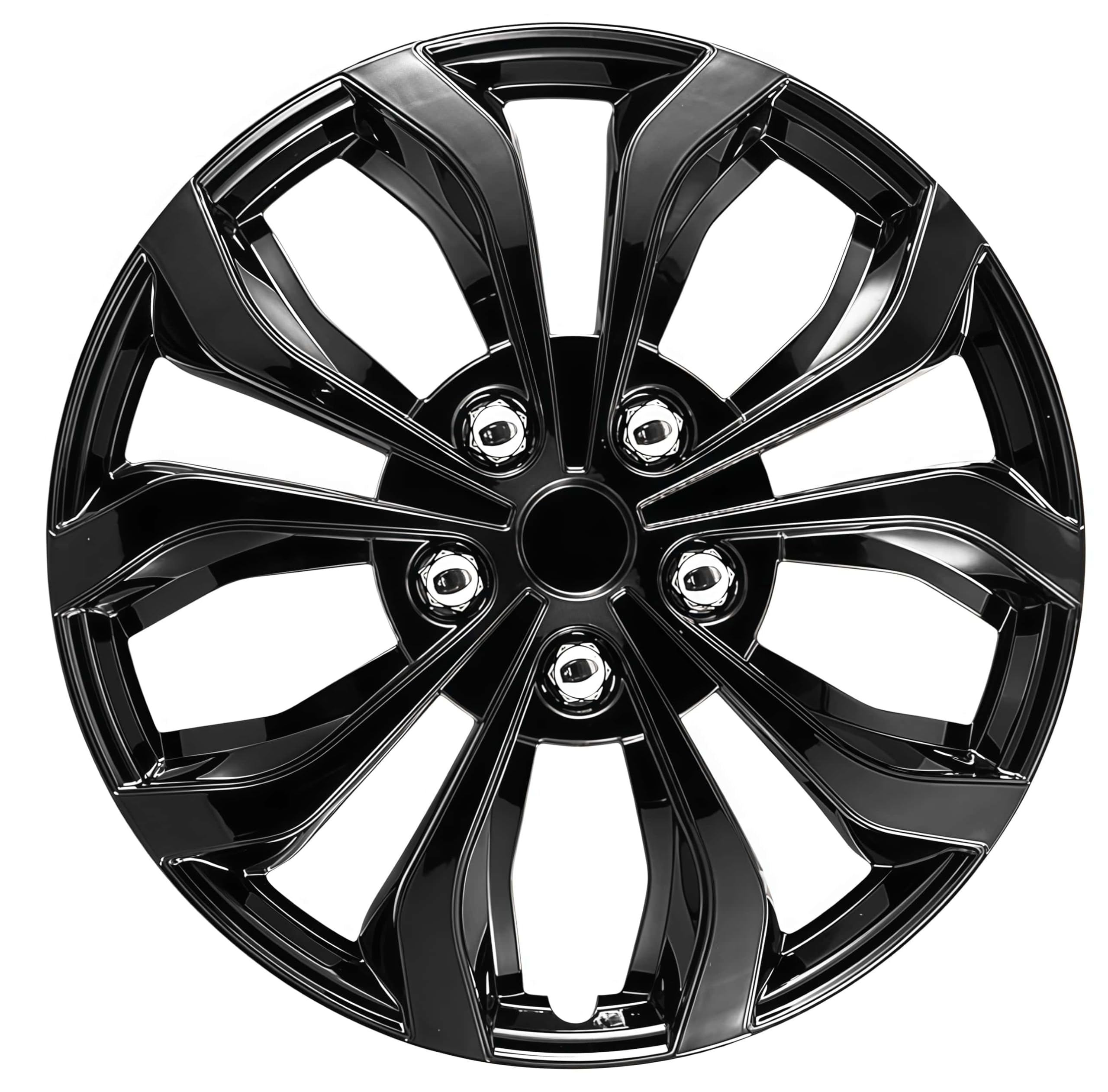 Lot de 4 enjoliveurs universels compatibles avec jantes en acier, design Snap-On (noir, 17")