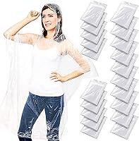 Juvale 50 Pack Disposable Rain Ponchos for Adults - Waterproof Hooded Ponchos, One Size Fits Most for Festivals, Hiking & Emergencies