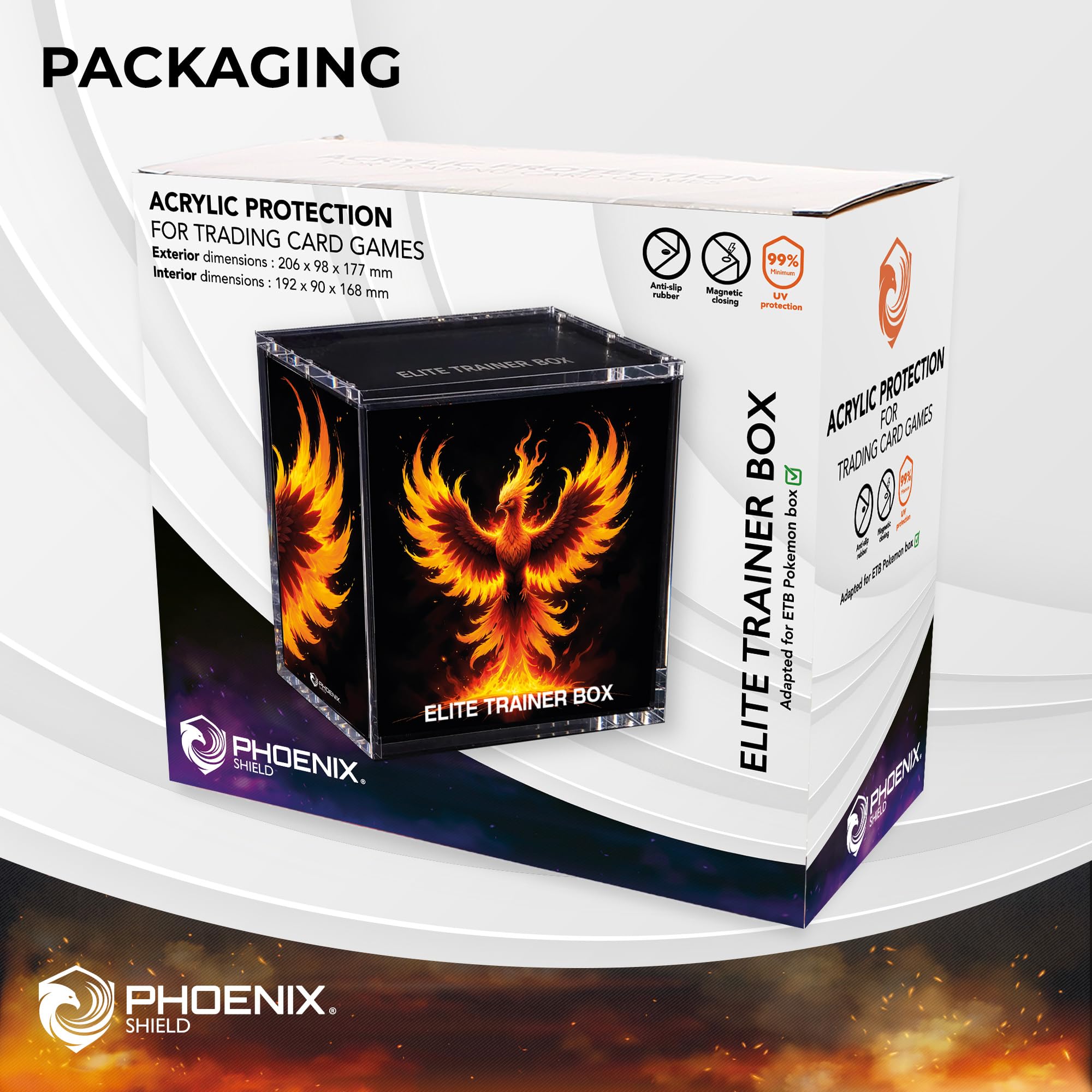 PHOENIX SHIELD | Boîte Acrylique ETB avec Couvercle - Protection pour Display - 69002