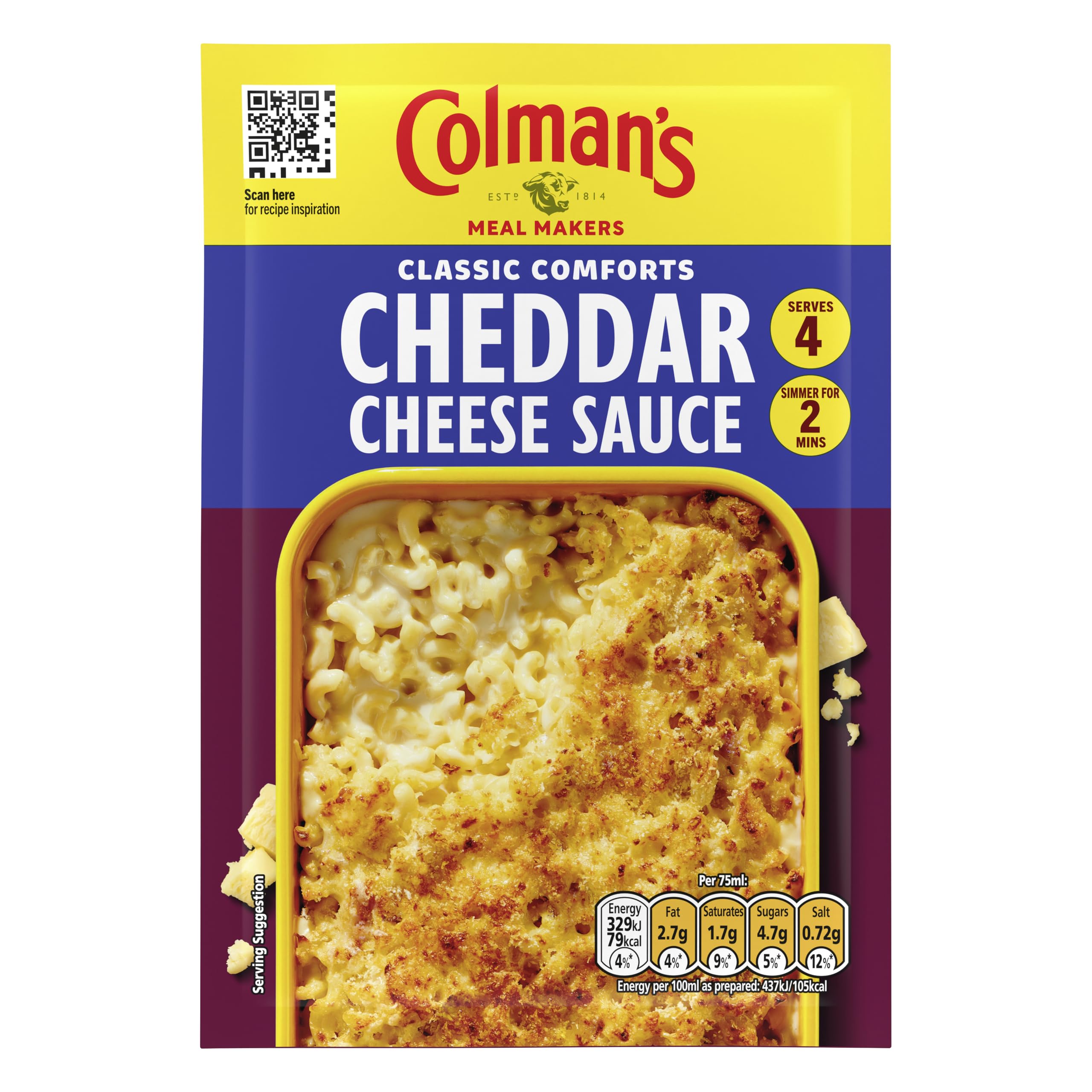 Colman's Classic Comforts Cheddar Cheese Sauce mix Meal Maker perfect with vegetables and pasta quick to prepare sauce mix 16x 40 g