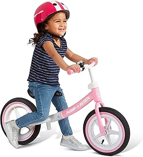 Radio Flyer Air Ride Balance Bike, Pink, for Kids Ages 1.5-5, Pedal Free for Quick Learning, Rubber Air Tires, Adjustable Seat, Foot Rest, Ringing Bell, Kid & Toddler Balance Bikes (Amazon Exclusive)