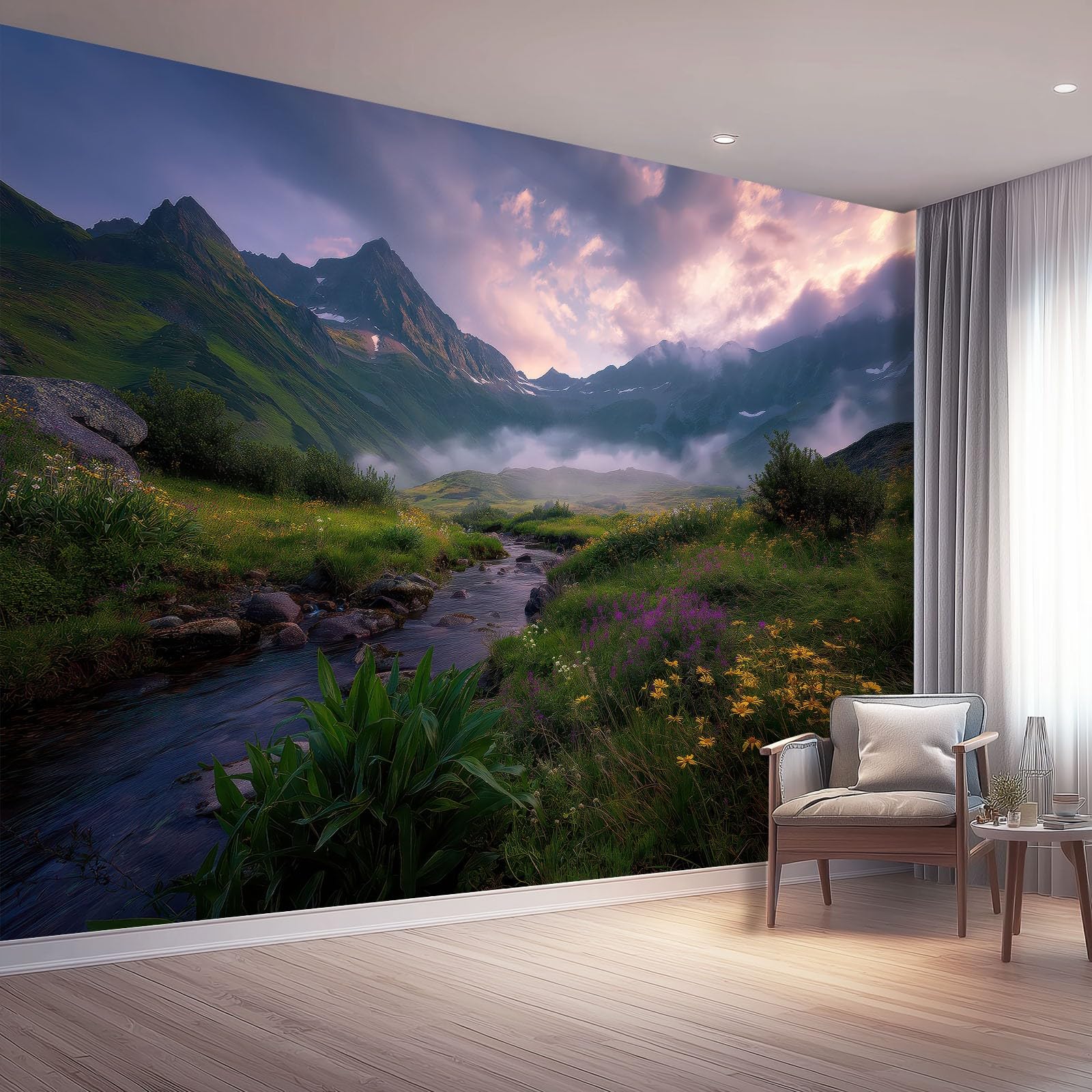 Papier peint panoramique Alpes : masquez un mur abîmé avec style et élégance