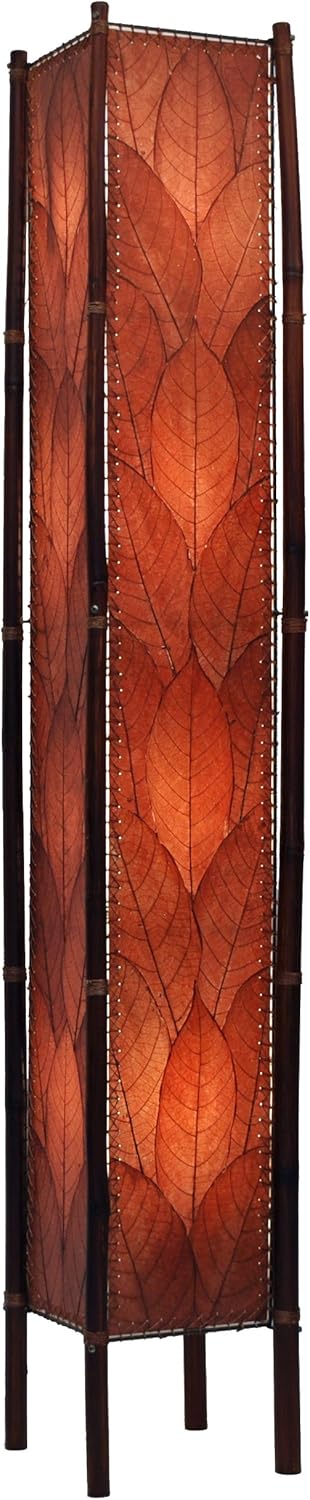 Eangee Home Design Fortune Giant Floor Lamp Sea Blue Shade Made of Real Cocoa Leaves 11 Inches Length x 11 Inches Width x 72 Inches Height (395 XL sb)