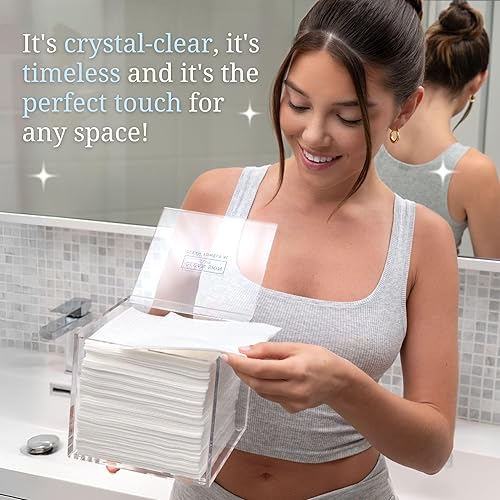 Miniatura 5 de CLEAN SKIN CLUB Caja de acrílico transparente para toallas limpias XL (no incluidas), contenedor para 50 toallas limpias desechables XL, toallas