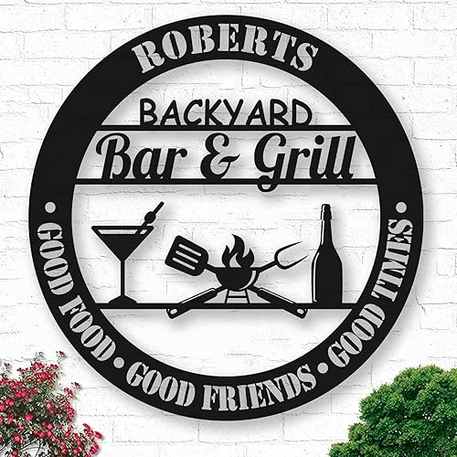 PAMAHEART Letrero de metal personalizado para parrilla de barbacoa, 0.039 in de grosor, 12-36 pulgadas, decoración de cocina personalizada, diseño
