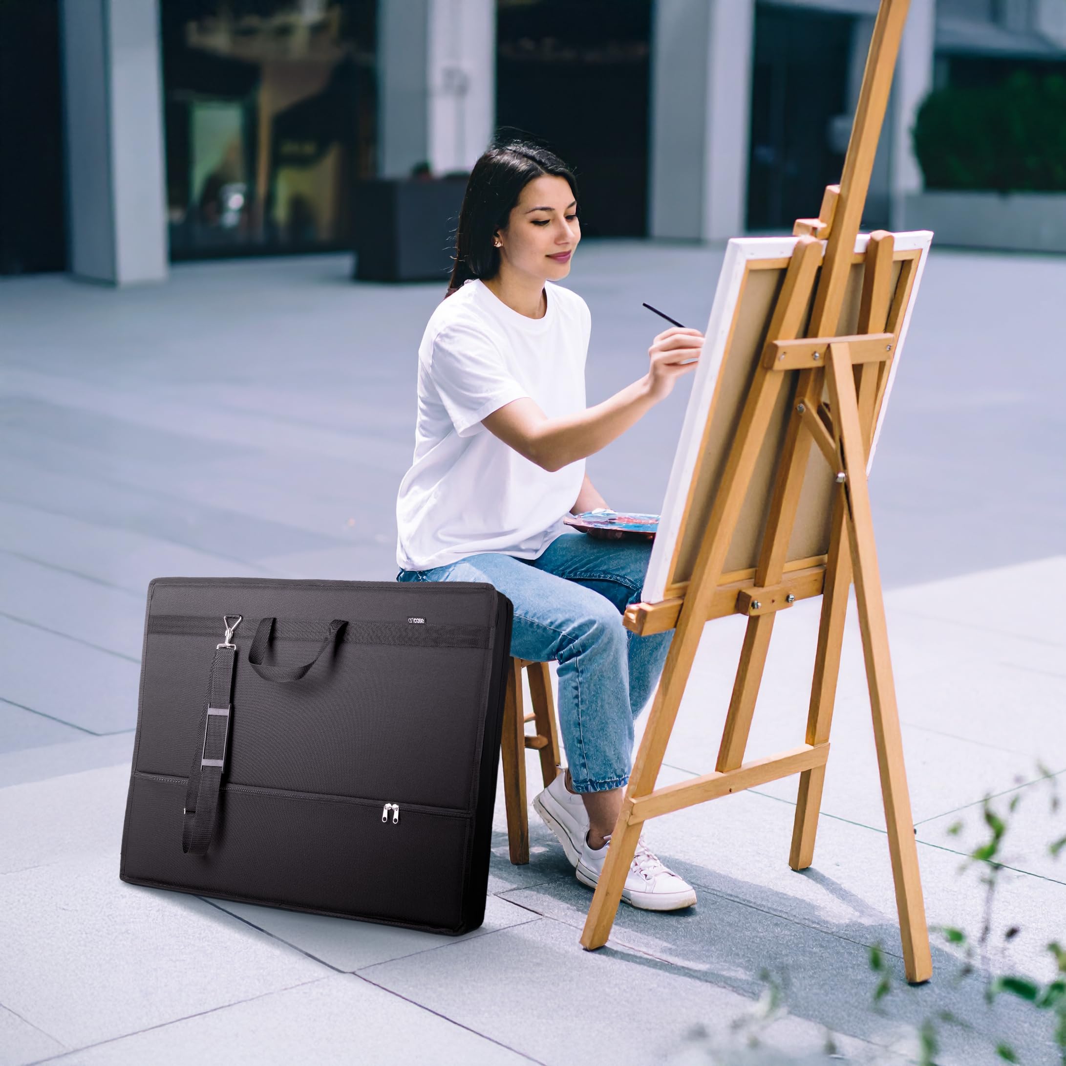 Artcase Max DIN A1 - Artist Portfolio Case, Hard-Cover Drawing Folder A1, Large Format Document Transport Bag 90 x 68 x 8 cm, storage professional artist bag, waterproof durable polyester (Black)