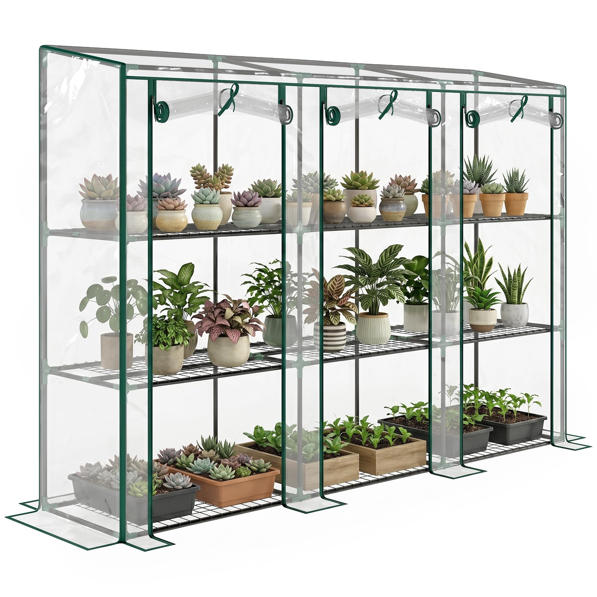 Outsunny 3 Tier Lean-To Mini Greenhouse With Plastic CoverClear from B&Q