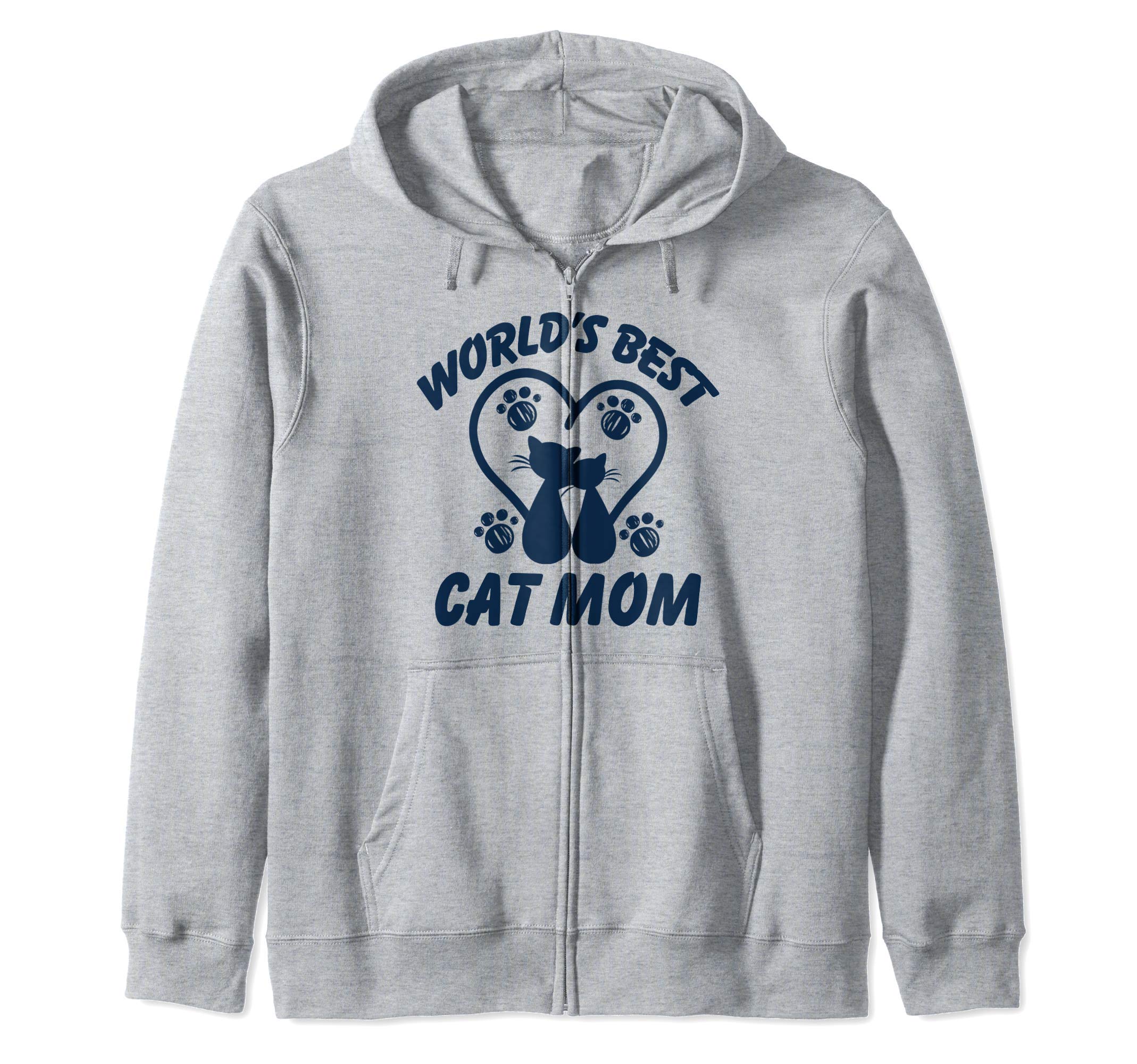 Worlds Best Cat Mom Two Cute Kitten Cats In Heart Paws Kitty Zip Hoodie