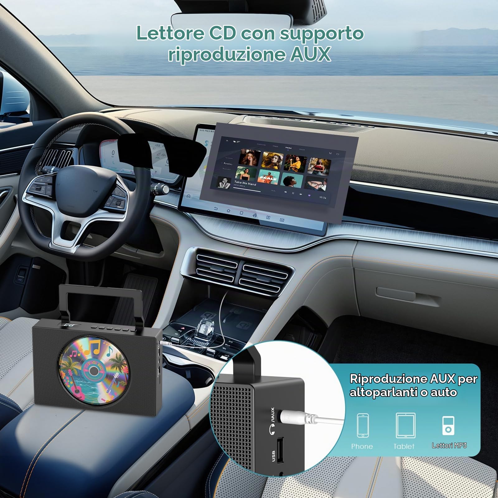 Gueray Lettore CD Portatile Bluetooth CD Player Hifi con display