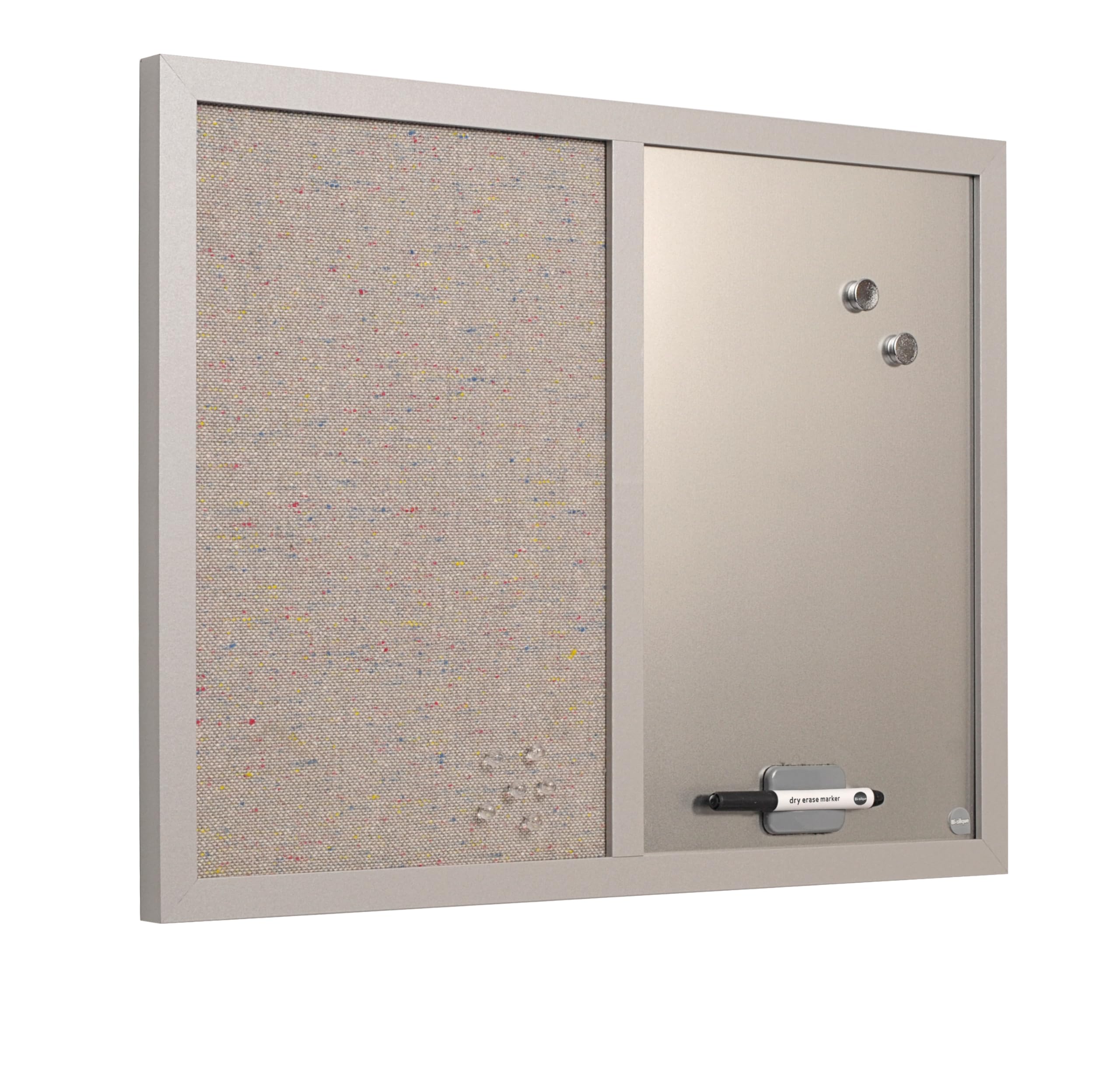 Bi-Office Lavender - Tableau Mixte, d'Affichage en Tissu Perle et Magnétique Argent, 60 x 45 cm, Cadre en MDF Perle