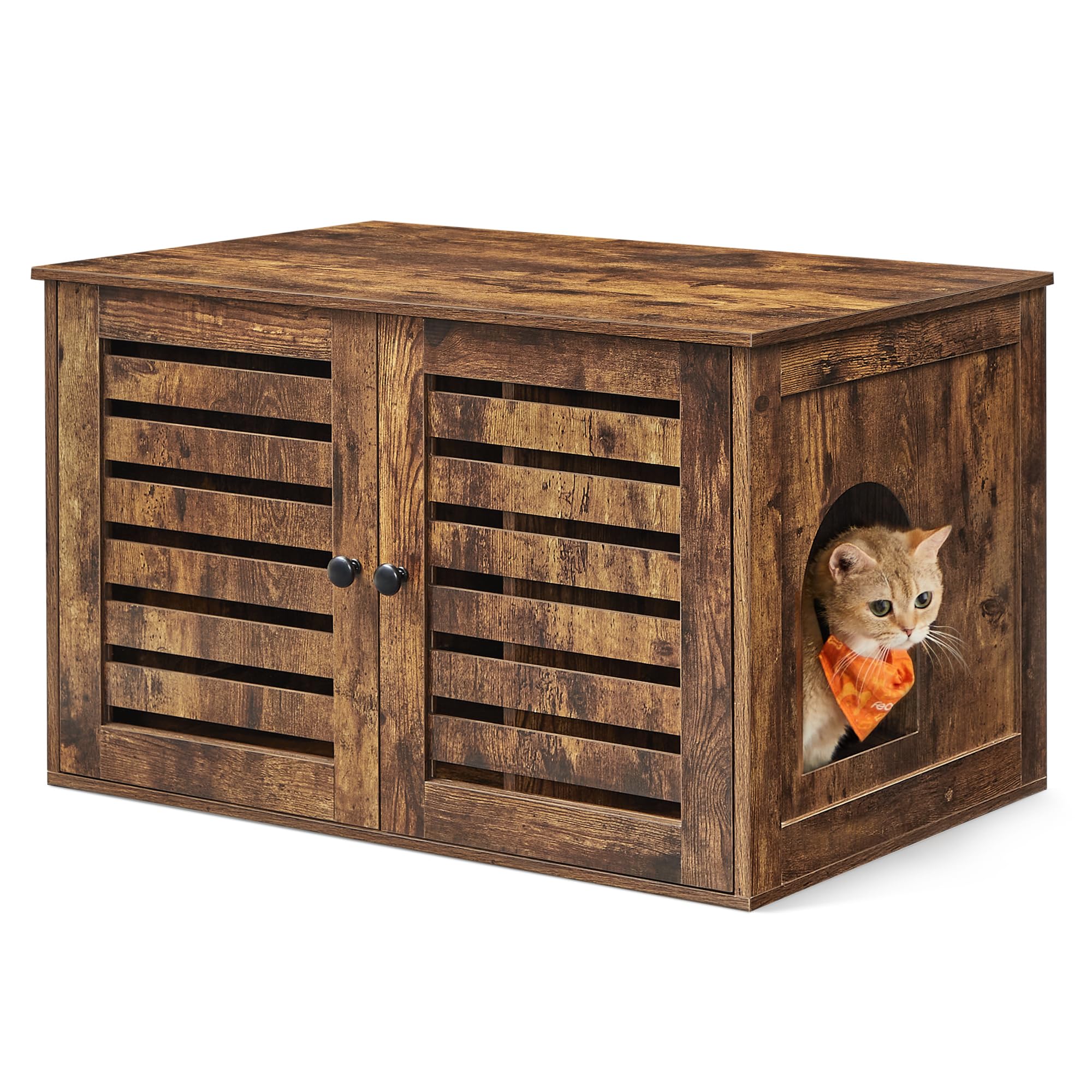 FEANDREA Mueble Arenero para Gatos, Marrón Rústico PCL003X01 The Forest Stewardship Council