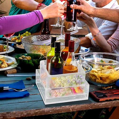 Miniatura 6 de Molde de hielo de 4 piezas para enfriar botellas de hielo, enfriador de botellas de hielo, molde de silicona para hielo, cubo de champán con estante