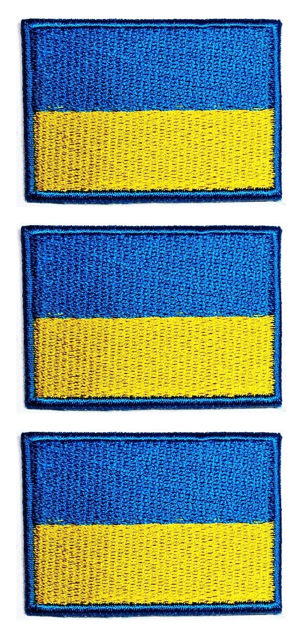 ONCEX 3PCS. Ukraine Flag Patches Ukraine Flag Country National Patch Embroidered Applique Badge Iron On Sew On Emblem Military Uniform Clothing Decoration (''Mini Flag 1.2X1.7 Inch.'')