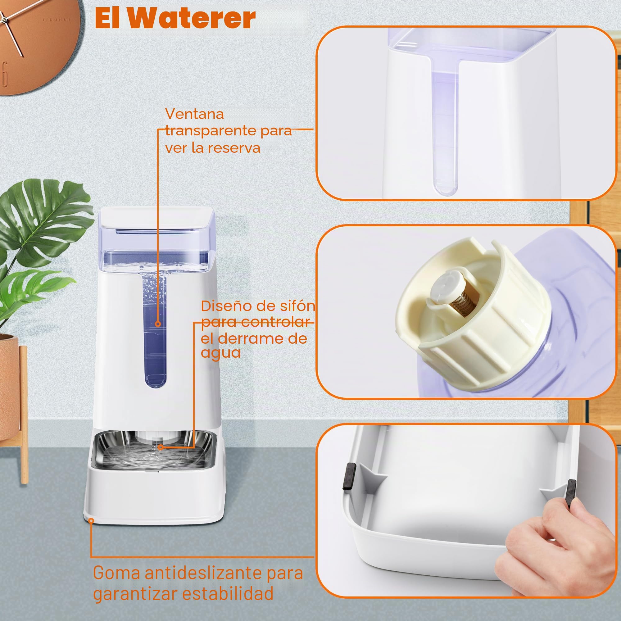 Juego de dispensador de Comida para Gatos y dispensador de Agua para Gatos con Cuencos de Acero Inoxidable, comedero por Gravedad para Perros pequeños, medianos y Grandes, Mascotas