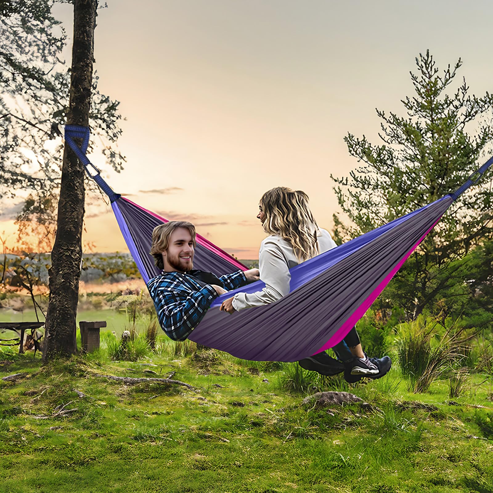 Hamac D'extérieur Durable, Hamac En Nylon Réglable Avec Sangles Et Boucles Pour Arbres Parfait Pour Camping Plage Et Les Voyages 98963305