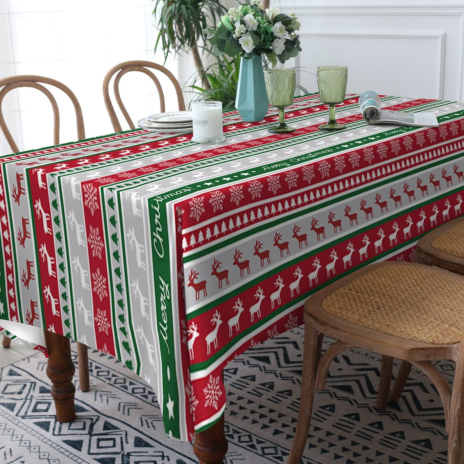 LRVTUEY Tablecloth Rectangle Christmas Tablecloth Table Cloths for Parties Waterproof Table Clothes Large Tablecloths for Rectangle Tables Washable Polyester Table Cover for Party Picnic Kitchen : Home & Kitchen