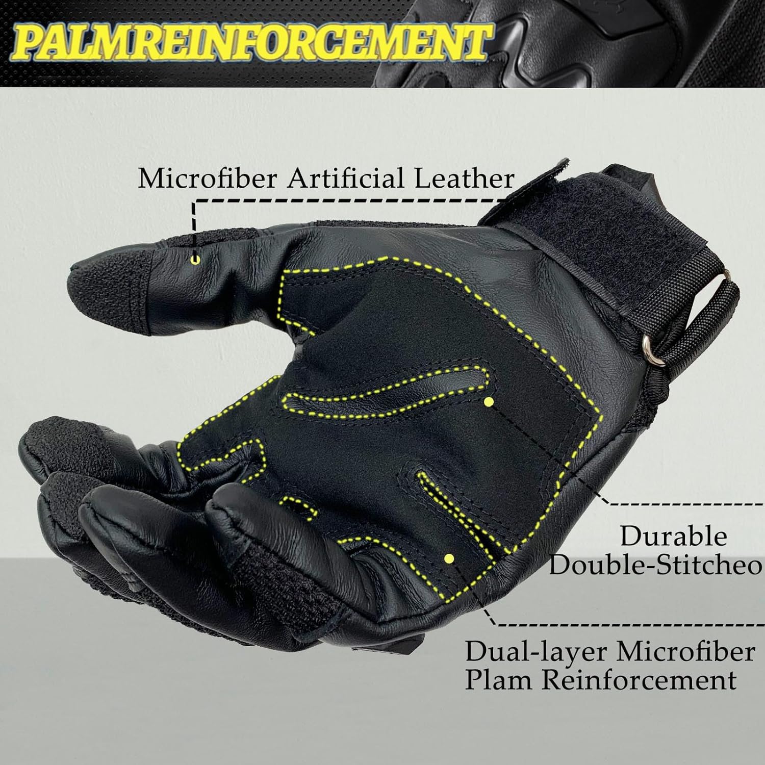 Tactical Gloves for Men Touchscreen Motorcycle Gloves with Hard Shell Leather Palm Padding for Outdoor Sports Motorcycle Cycling Tactical Airsoft Paintball Hunting Hiking Camping Climbing - Image 2