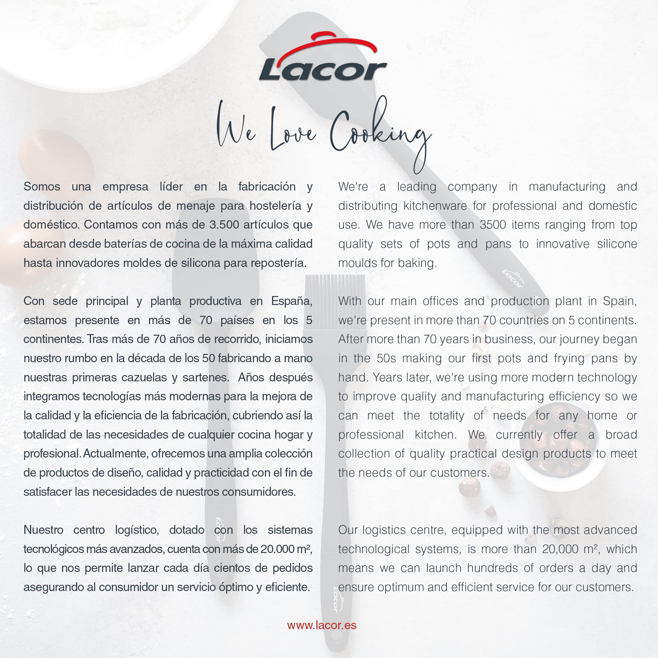 Lacor - 64469 - Szara Łyżka Kuchenna, Silikonowa Łyżka, Przybory Kuchenne, Ergonomiczny Uchwyt, Powłoka Nieprzywierająca, Odporna Na Wysokie Temperatury, Nadaje Się Do Mycia W Zmywarce, Długość 29 Cm