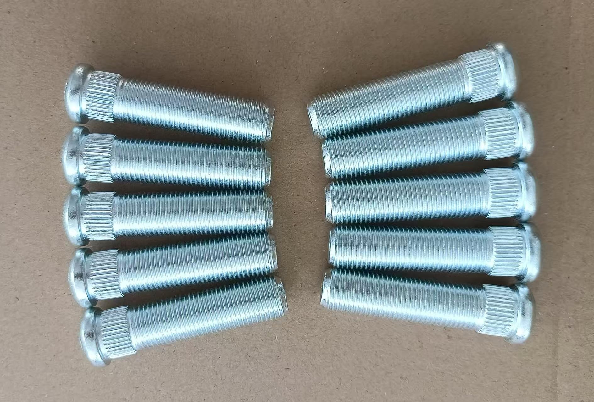 Photo 1 of 10 PCS 1/2" Extended Longer Than Stock Serrated Wheel Stud Bolts Thread 1/2-20 - .535 in. Knurl, 2 in. Length Replacement for Chevrolet Buick Cadillac GMC Pontiac Oldsmobile
