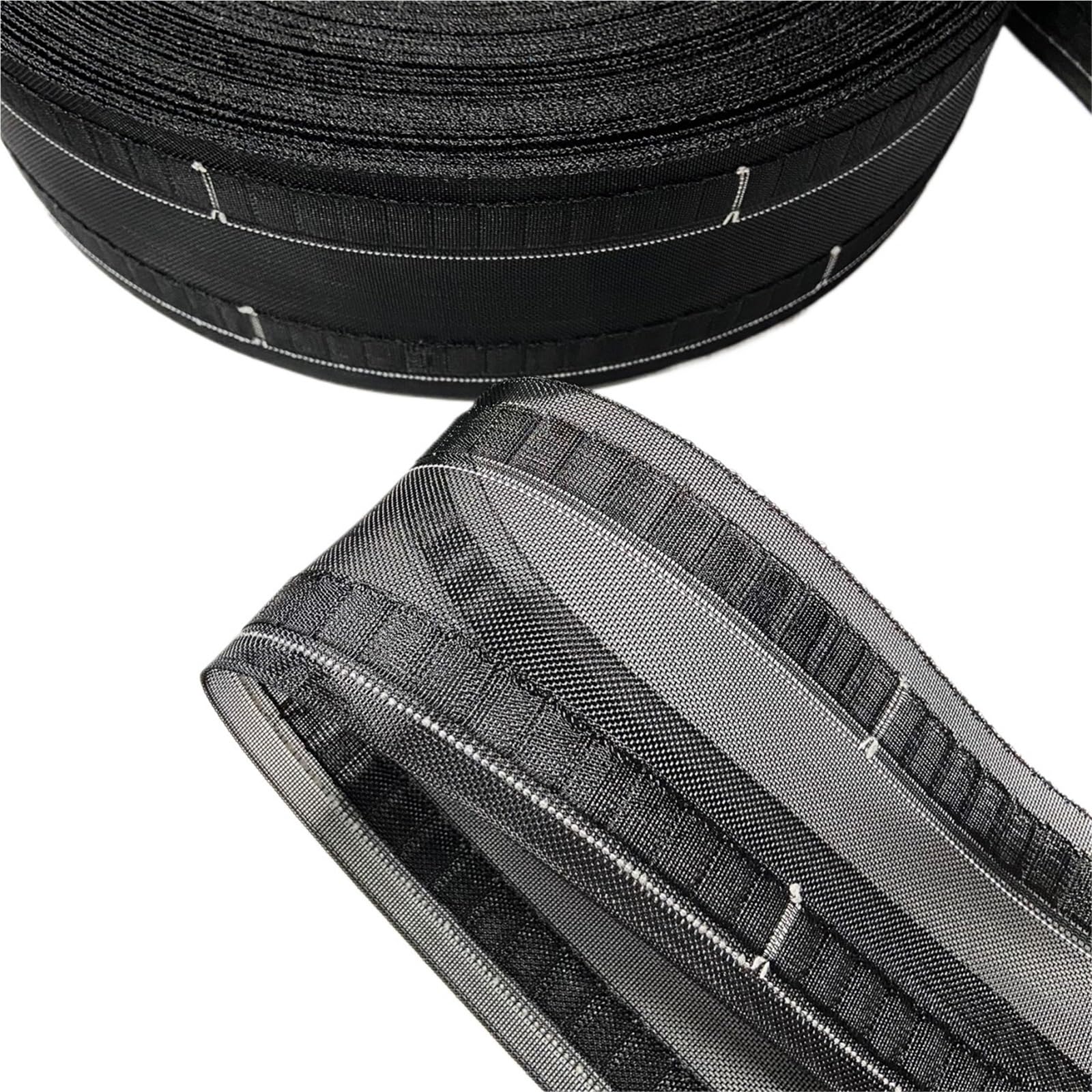 Rufflette pour Rideaux Ruban de Rideau ondulé Noir 75mm Largeur, Ruban Transparent Pliable en S, Direction for Crochet, Accessoires(10m)
