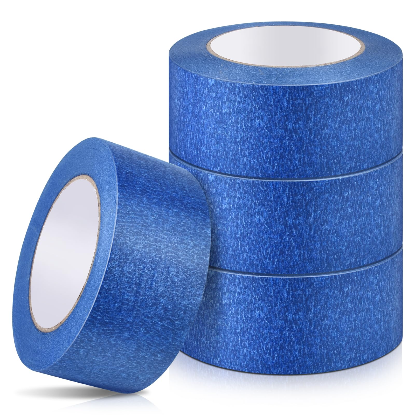 Gudui 4 Rolls Blue Painters Tape, 50m x 50mm Wide Masking Tape for Painting, Blue Decorating Paint Paper Tape for Indoor Outdoor Edge Treatment Color Separation Renovations