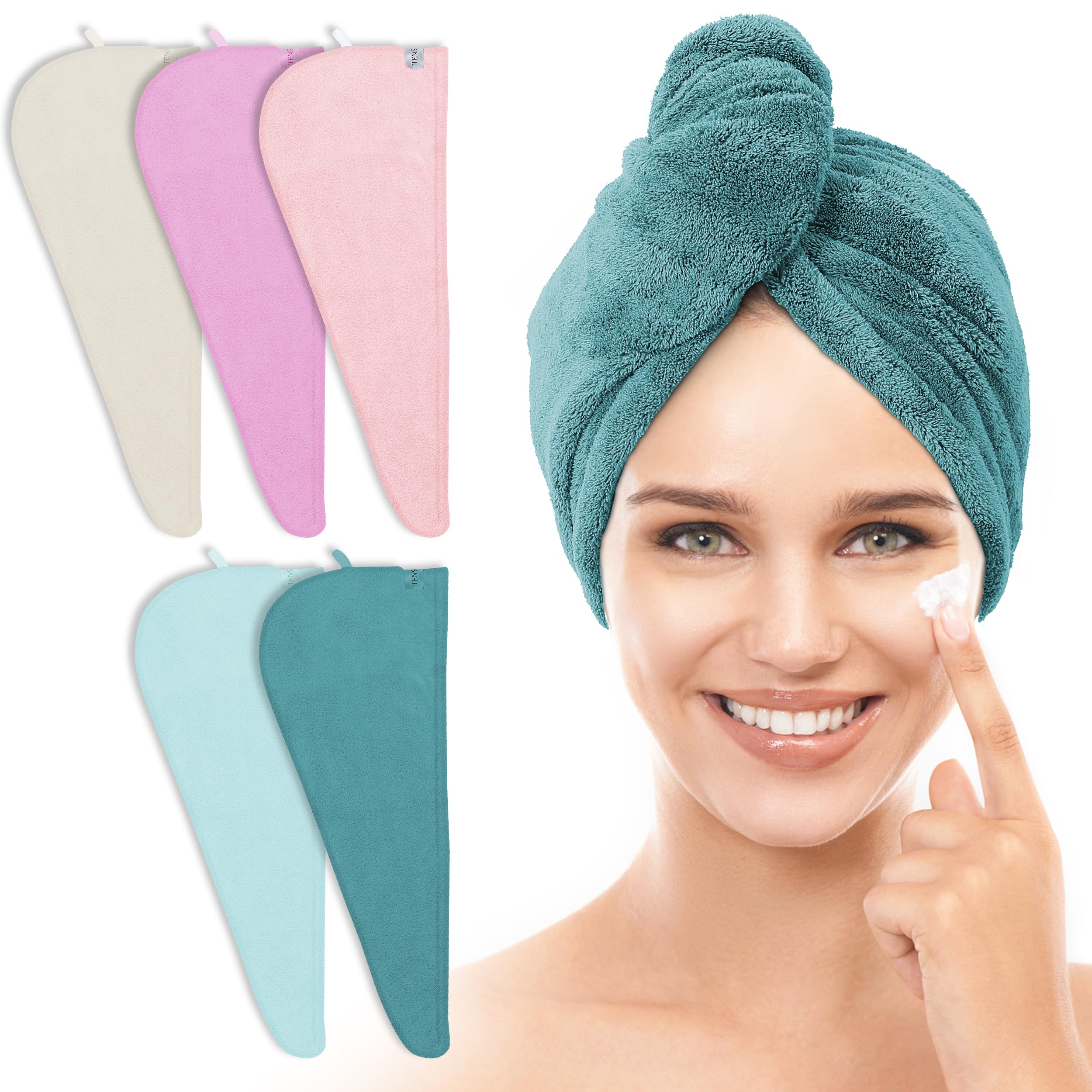 Photo 1 of ***MISSING PARTS***
TENSTARS 5 Pack Thicken Microfiber Hair Towel Wrap for Women - Elastic Loop Design - 320GSM Coral Velvet - Quick Dry Hair Turban - 11x28 Inch (Pink+FrozenBerry+FrozenBlue+Teal+Cream)