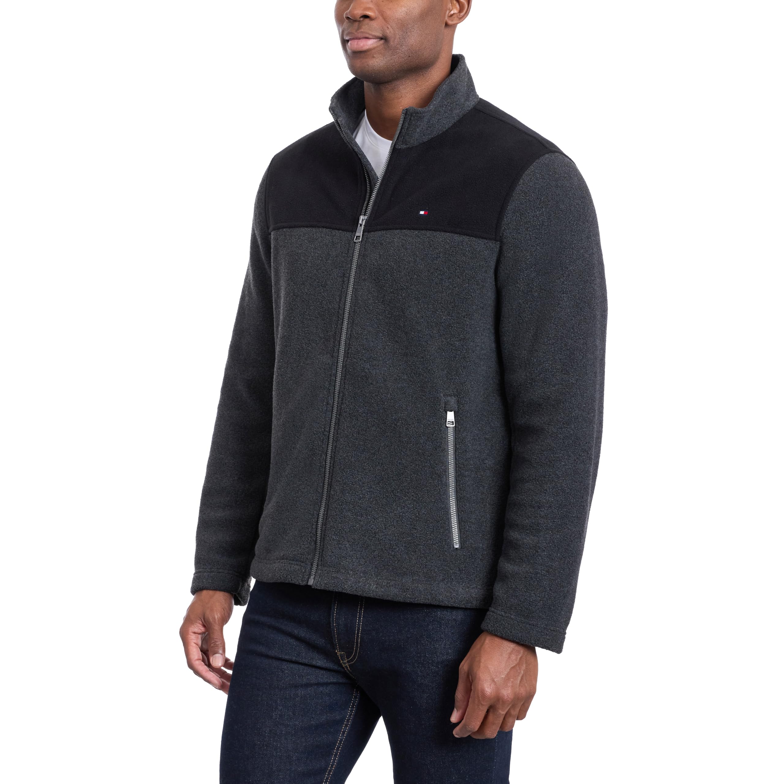 Tommy Hilfiger Adaptive Veste Polaire Classique avec Fermeture Éclair Sur le Devant - Veste Polaire avec Fermeture Éclair Sur le Devant Veste polaire Homme