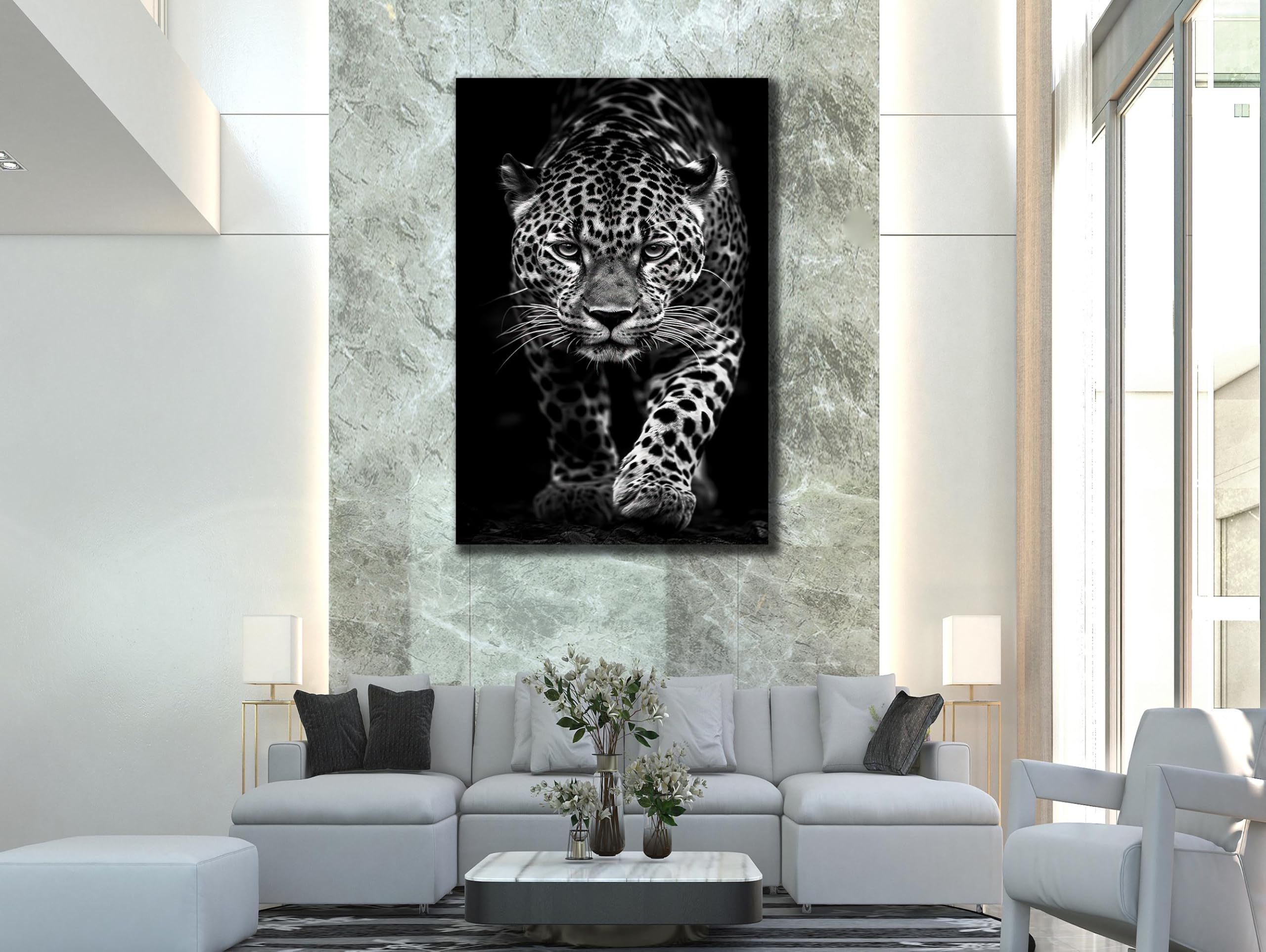 CAOXTART Black and White Tiger Wall Art Print: Wildlife Posters, Animals portrait Painting, for Living Room, Home Wall Decor(70x100cm/Frameless)