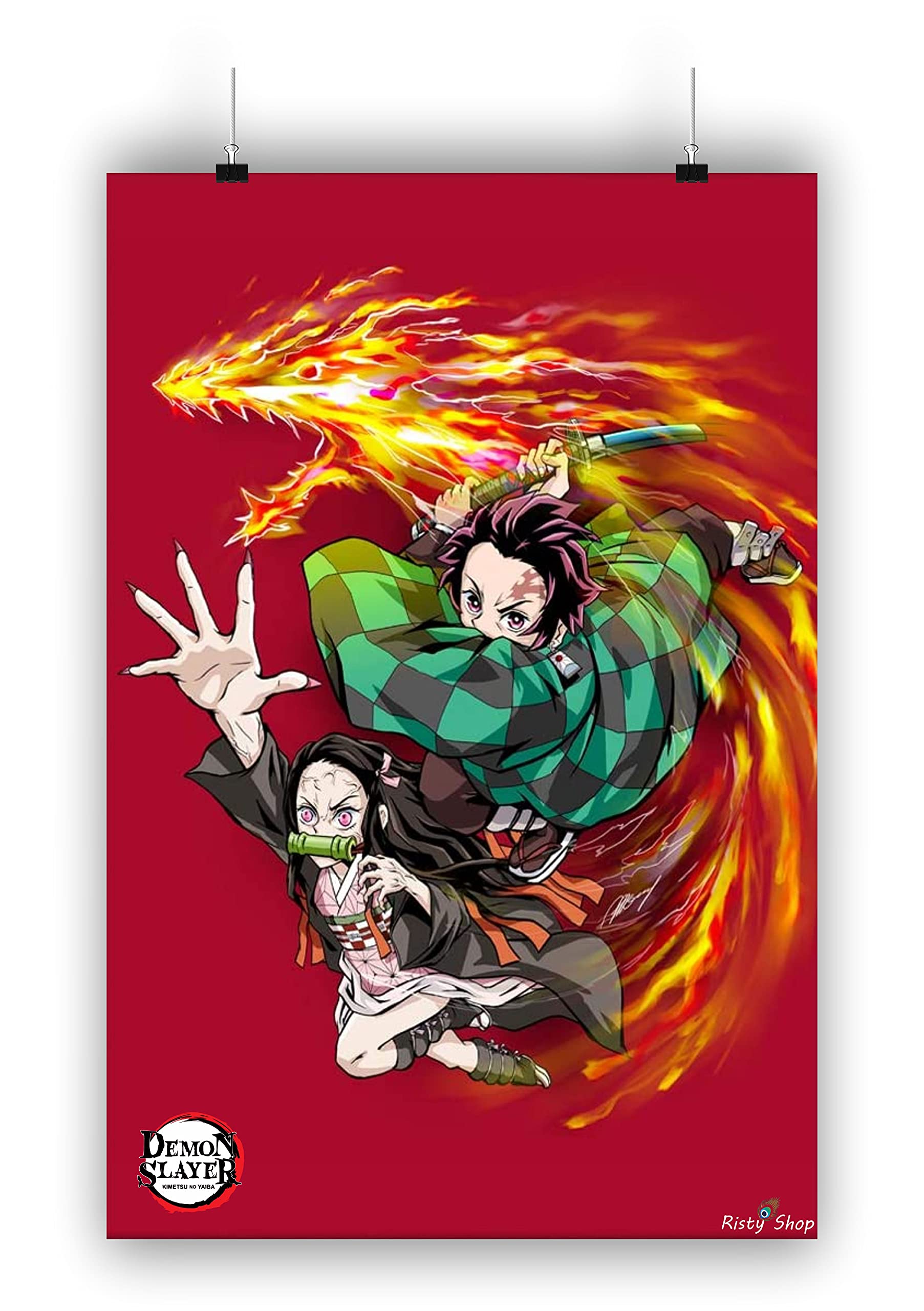 Risty Shop High Definition Demon Slayer Key Art Poster for Wall Decoration Dragon Designer,Non Toxic Ink, matt Finish Large Size 12x18 inch,Best Birthday Gift,Limited Edition,(Without Frame)