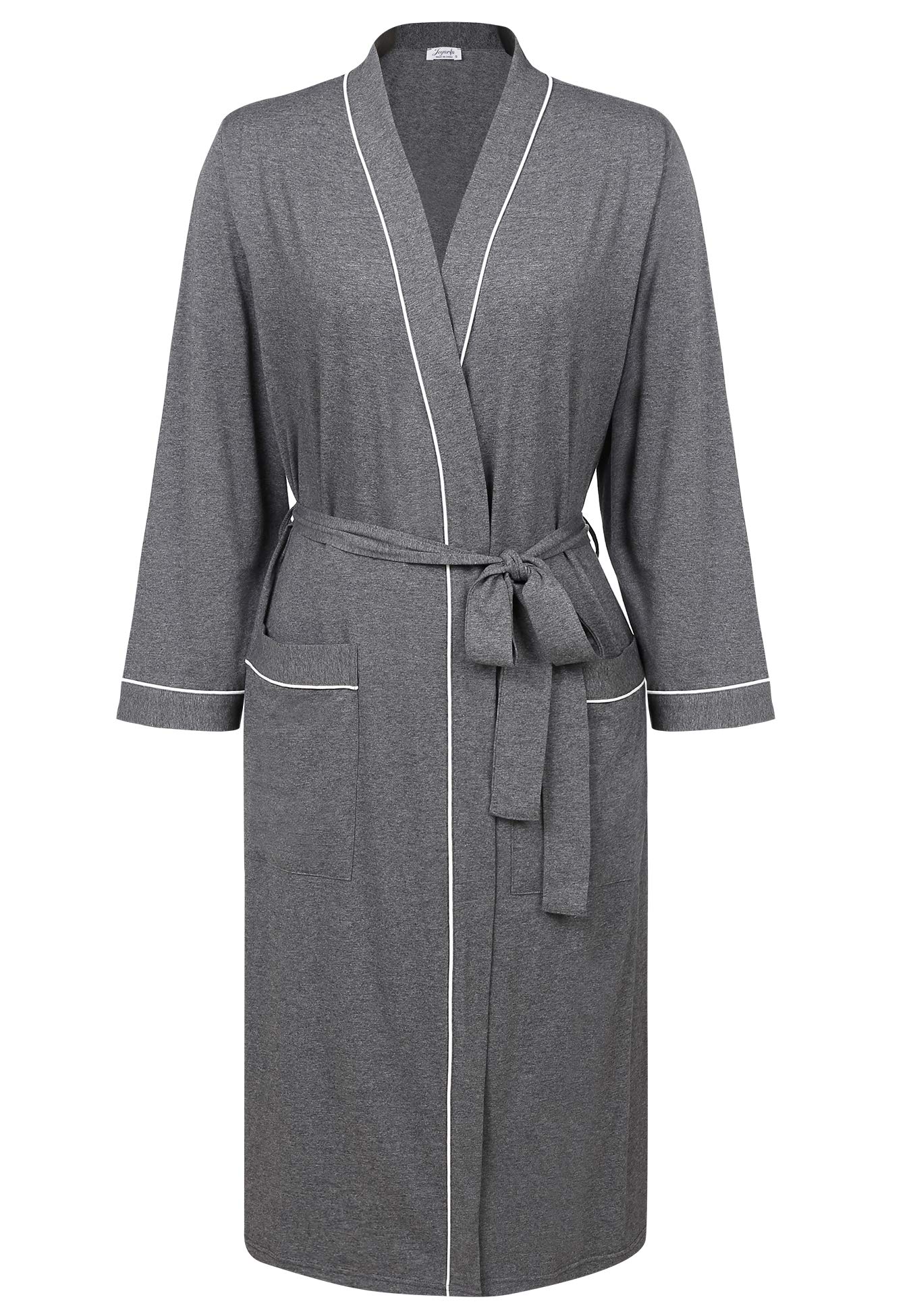 Amorbella Grey Long Dressing Gown Kimono Robe Long Dark Gray Medium