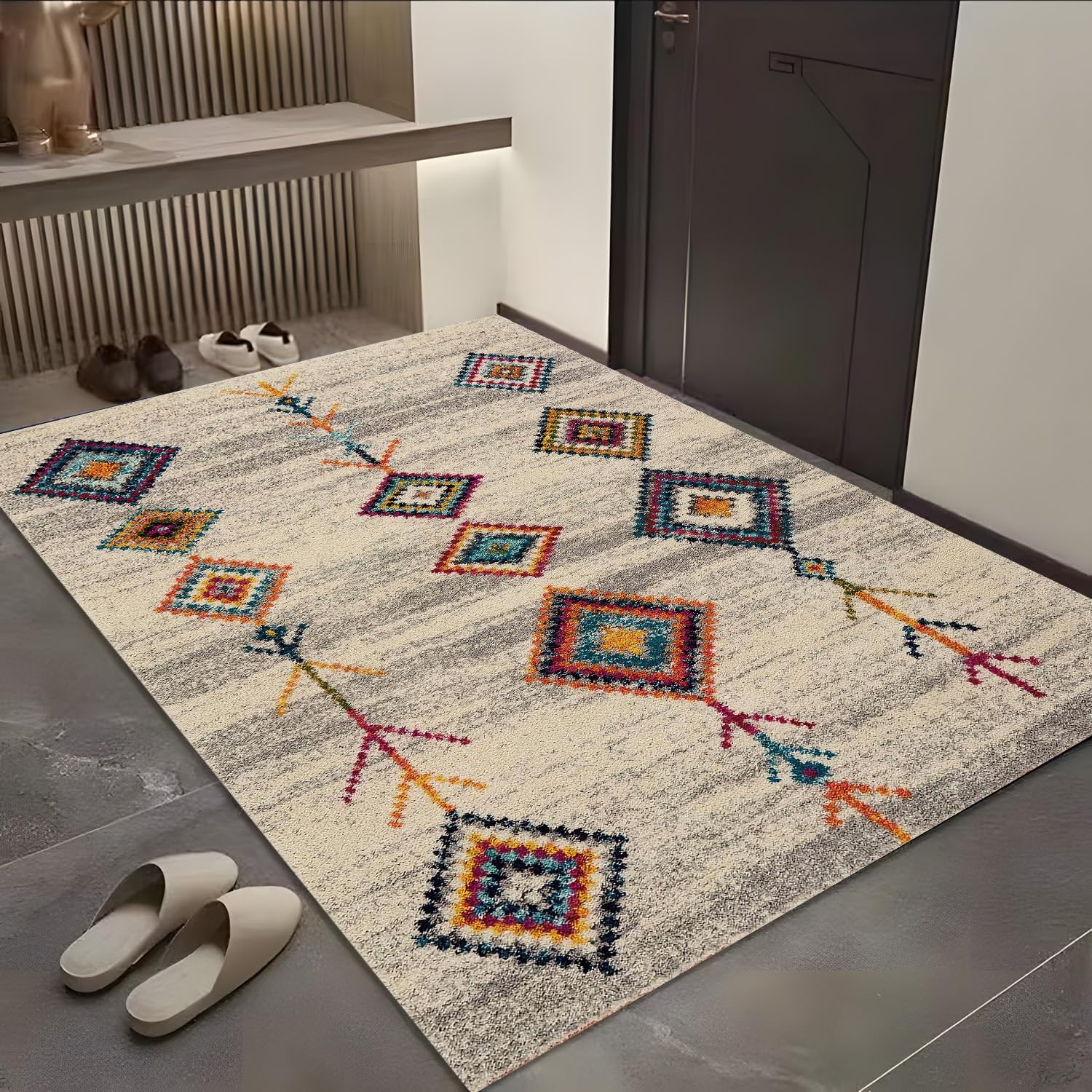 Läufer Teppich Flur Lang küchenläufer Waschbar Vintage 70x150cm | Lang rutschfest Teppichläufer Flurläufer Bunt Für küche Fußmatte Wohnzimmerteppich Schlafzimmer Meterware Dauerhaft