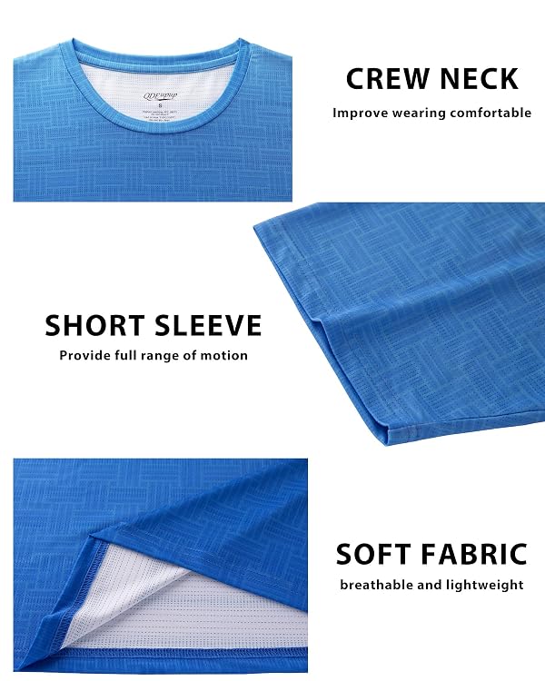 QDEupup Mens Workout T-Shirts Quick Dry Moisture Wicking Athletic Performance Shirts Short Sleeve Gym Running Tennis Tee Tops 021A Gradient Blue M by QDEupup - Used condition - Image 6