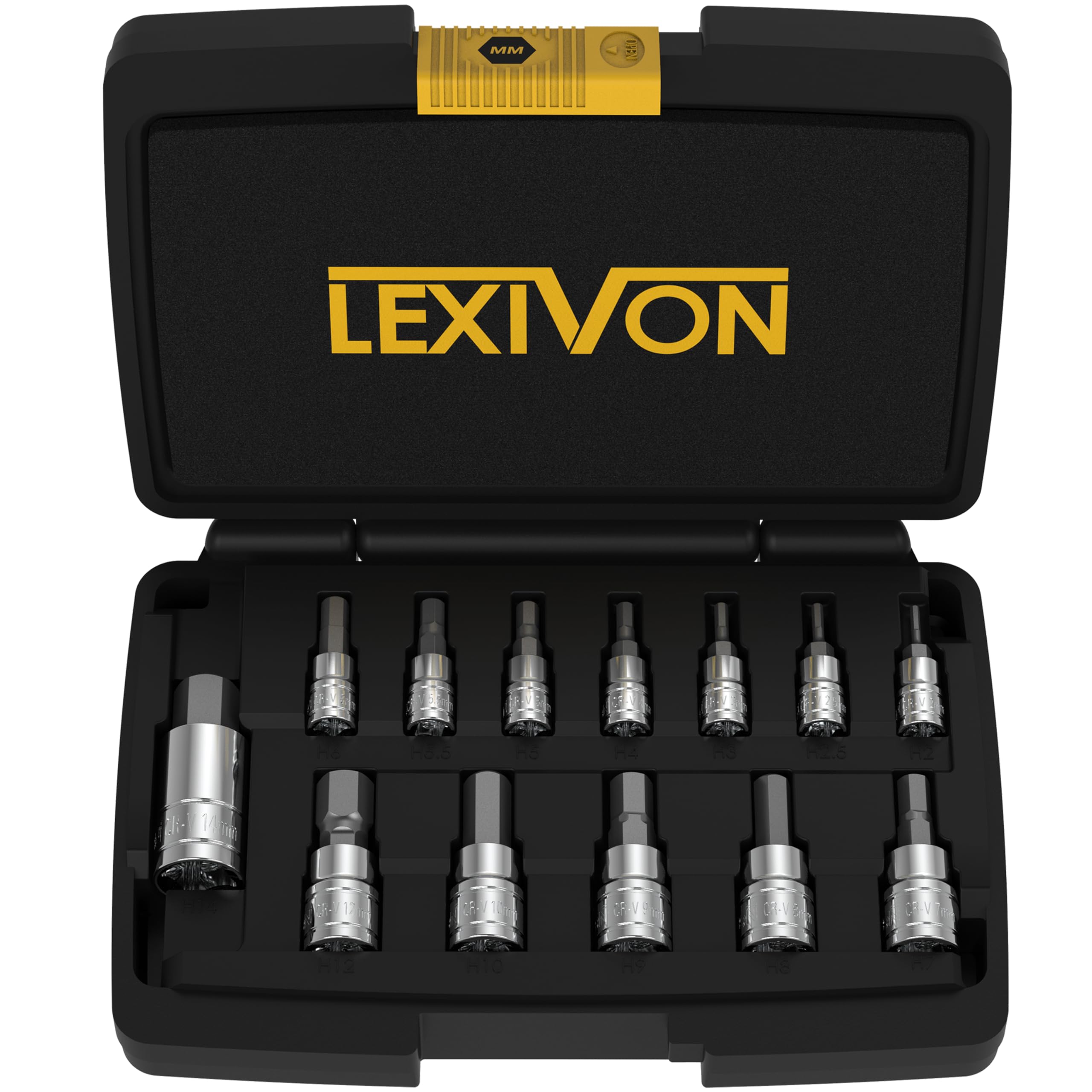 LEXIVON 17mm 19mm 21mm Radschrauben Nuss + 3/4, 13/16, 7/8 Für den Einsatz mit Elektro oder Druckluft-Schlagschraubern 1/2" Antrieb, Decken die am häufigsten verwendeten Zoll und metrischen Größen