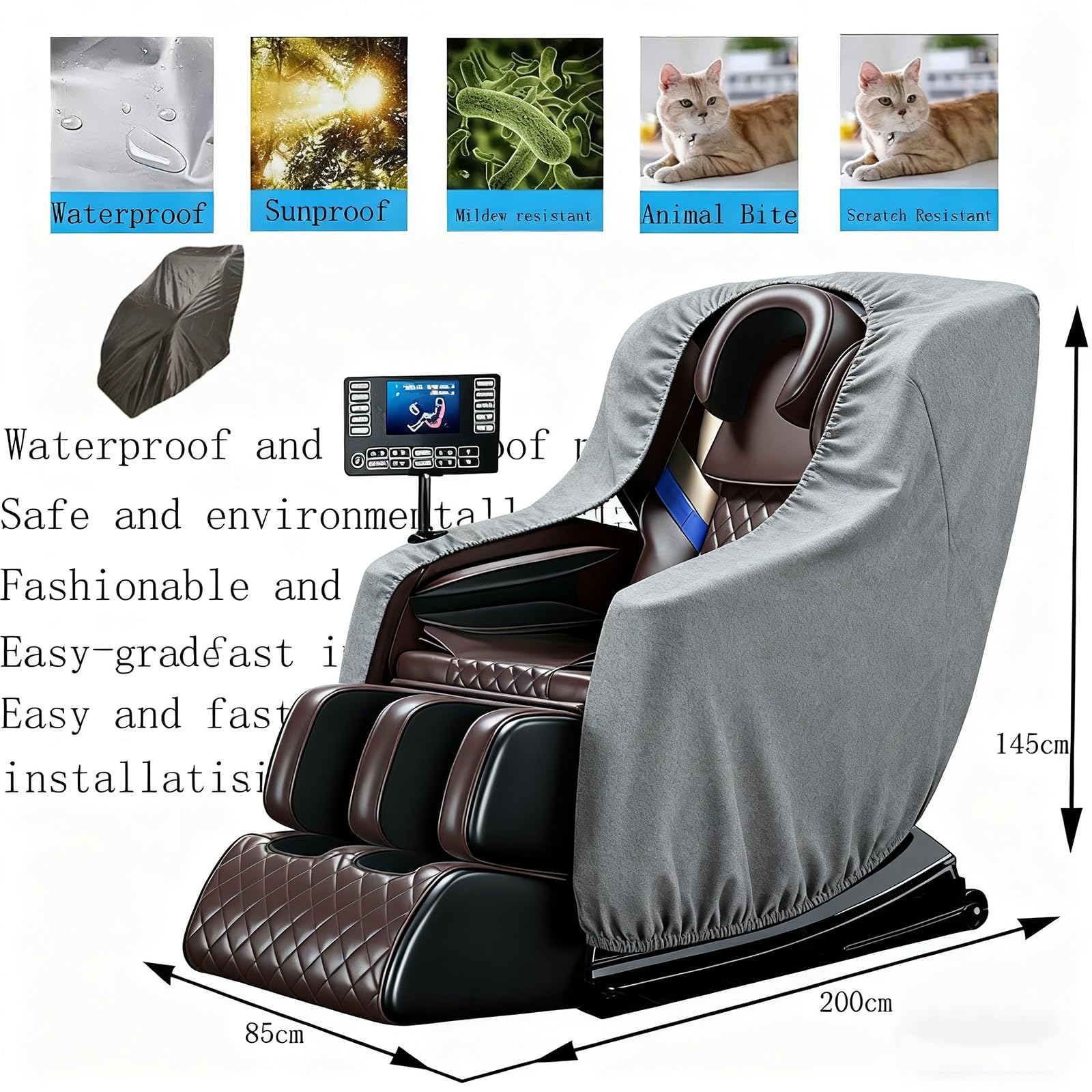 Sillón de Masaje de pies, sillón de relajación de Gravedad Cero airbags de Cuerpo Completo 6 programas automáticos calefacción en Cintura y Cadera sofá de Masaje para el hogar(Gray)