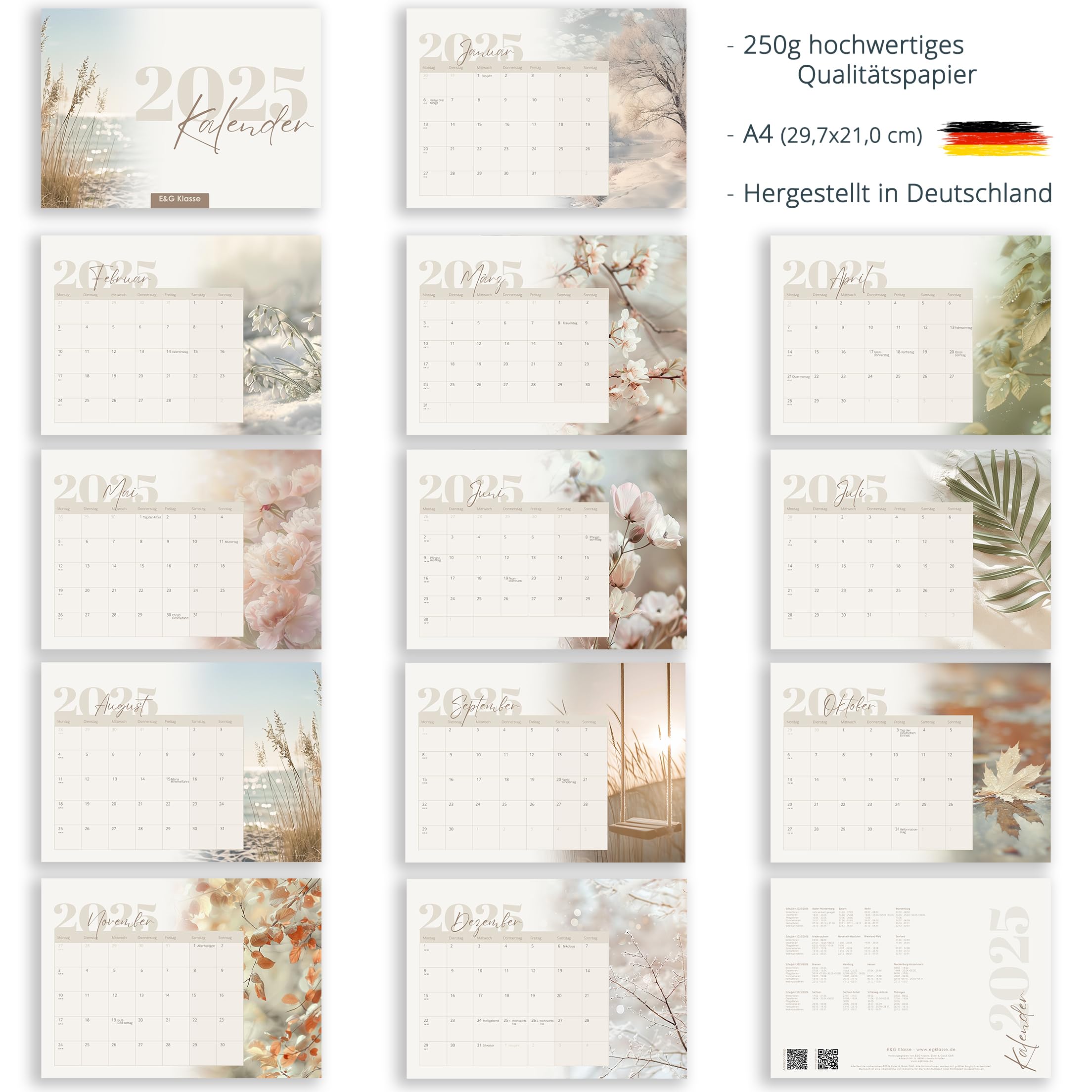 Kalender Wandkalender Monatskalender 2025 in A4 Grün Eukalyptus mit KW Kalender Wandkalender Monatskalender 2025 in A4 Grün Eukalyptus mit KW
