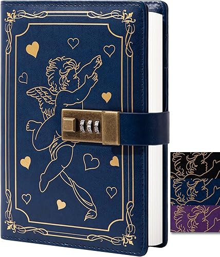 TIEFOSSI Diario con cerradura para niños, diario de cuero impermeable con cerradura, diario A5 recargable con contraseña, 3.53 ozm, 224 hojas