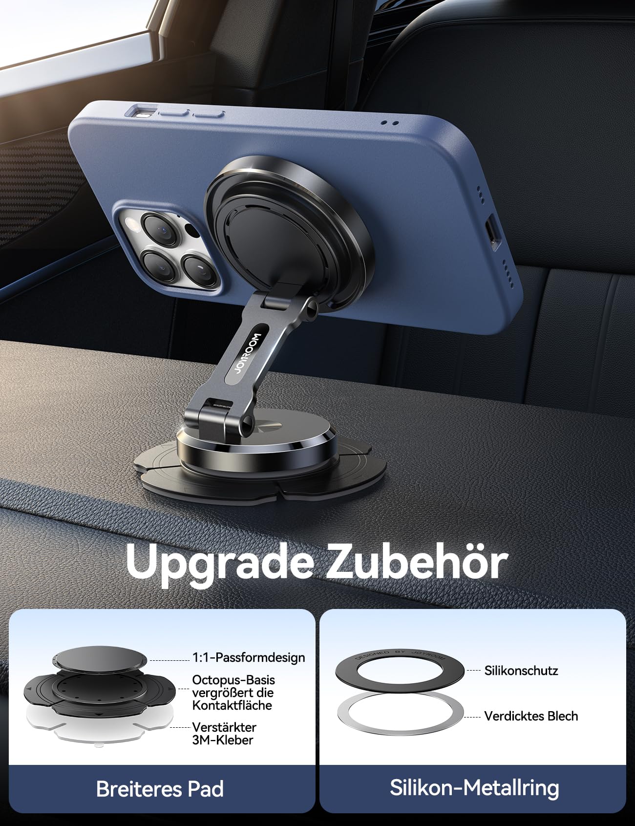 JOYROOM 15W für Magsafe Autohalterung mit Ladefunktion [Doppelseitiges Dreh-Rotation] Auto Handyhalterung Magsafe für das Armaturenbrett, Handyhalterung Auto für iPhone 17 16 15 14 13 12