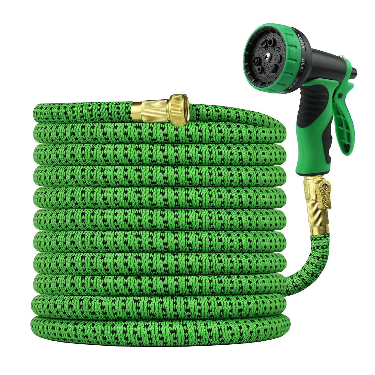 FancoYard Garden Hose 50ft Expandable Garden Hose with 9 Pattern Spray Nozzle, Lightweight Retractable Water Hose with 3/4" Solid Brass Fittings, 3750D Fabric, 3 Layers Latex Core, No Kink Water Pipe