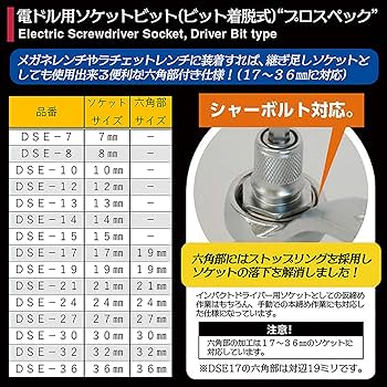 Amazon | スーパー 電ドル用ソケットビット(着脱式) プロ