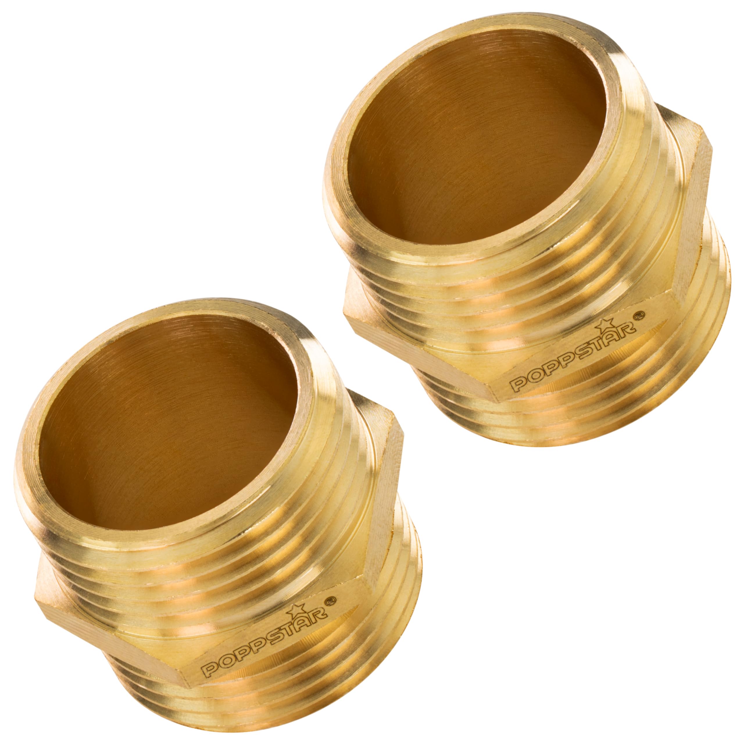 Poppstar Men's Brass Double Nipple 1 Inch With Hexagon, 2 Pieces