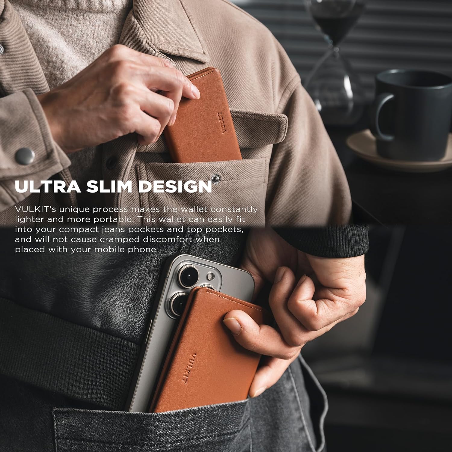 VULKIT Slim Minimalist Card Holder RFID Blocking Leather Credit Card Holder Front Pocket Wallet Magnetic Closure