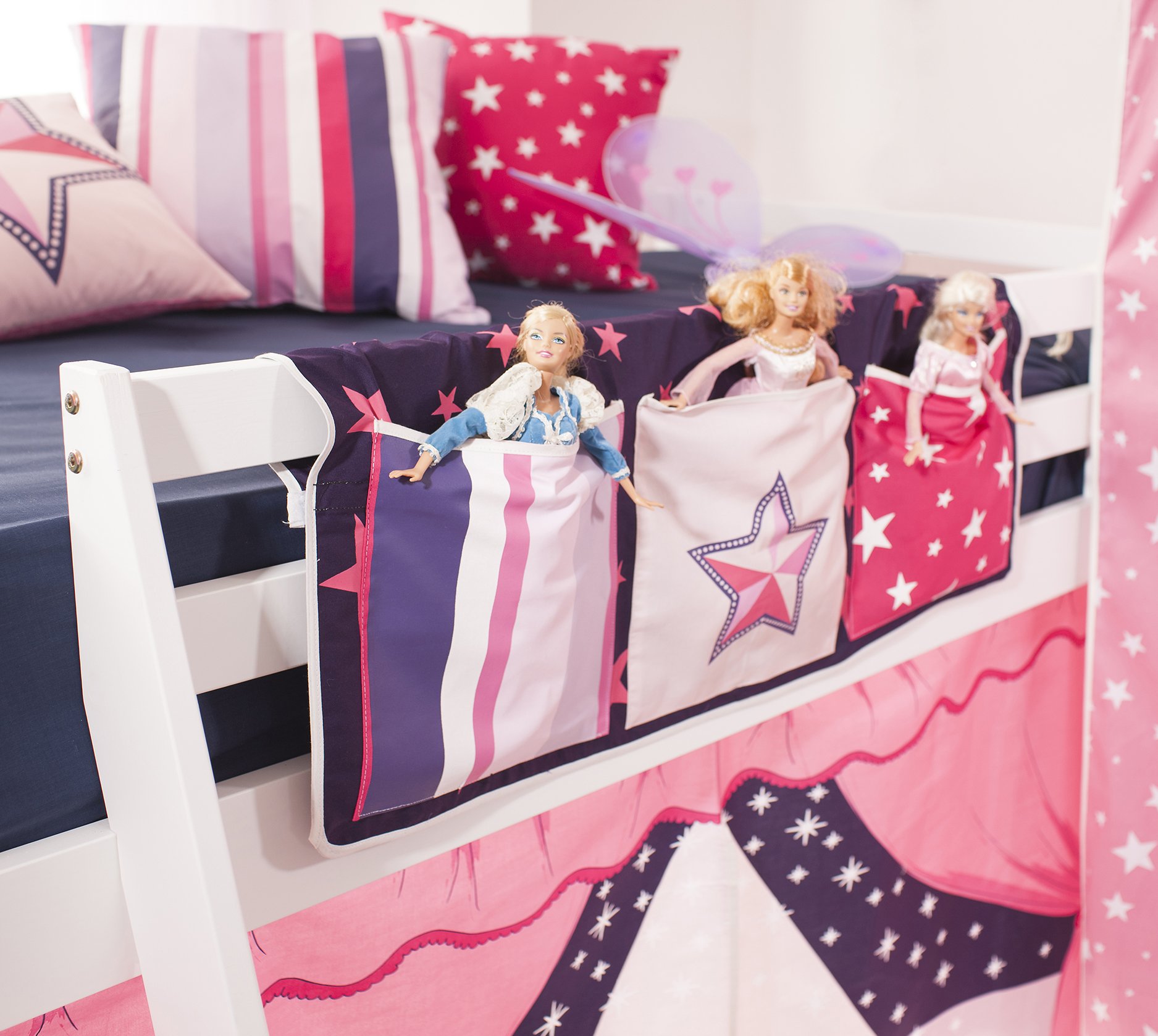 Kids Bed Tidy Pocket Organiser – 3 Pocket Storage for Cabin Bed & Bunk Bed | Showtime Design | Noa and Nani