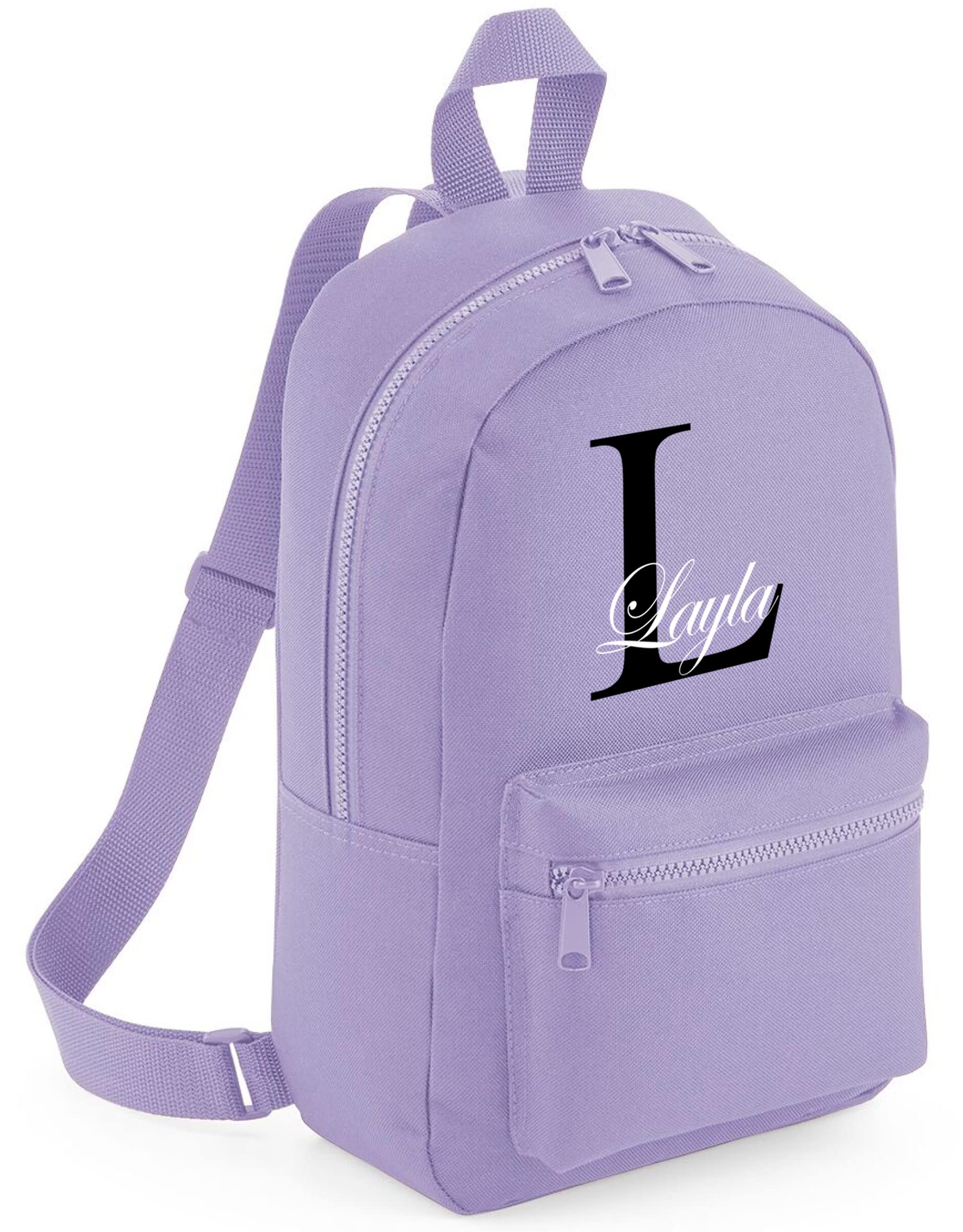 Kids Essentials Personalised Boys Girls Backpack Rucksack Bag Mini School Nursery (Lavender), 23cm x 35cm x 12cm